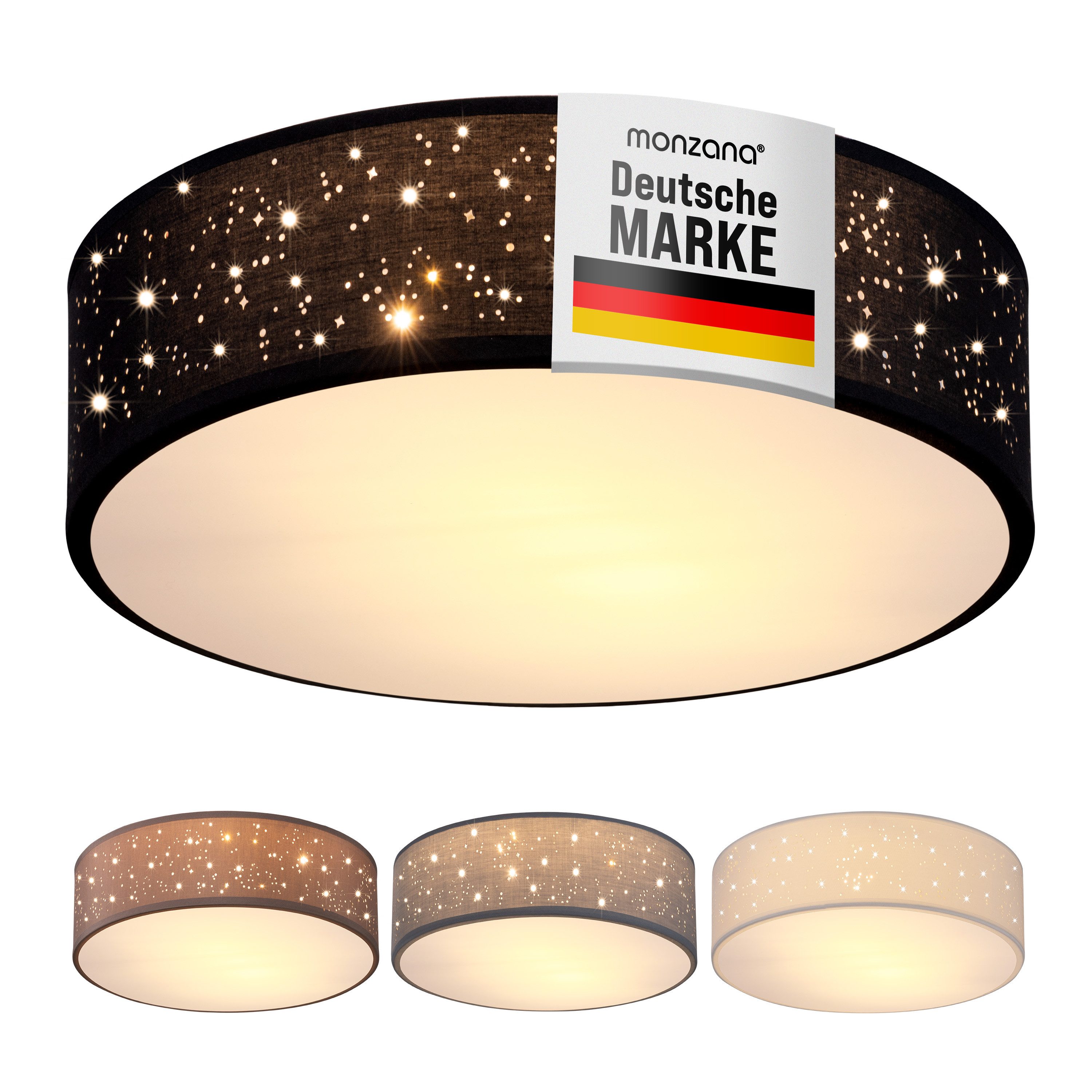 monzana Deckenleuchte, 30 cm, Sternenhimmel Rund Stoffschirm 30 cm 1-Flammi günstig online kaufen