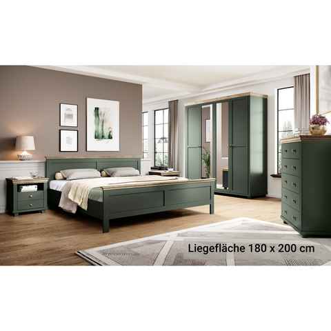 Lomadox Schlafzimmer-Set EPSOM-83, (Spar-Set, 5-St), grün Abisko Esche Nb. mit Lefkas Eiche Nb., Landhausstil