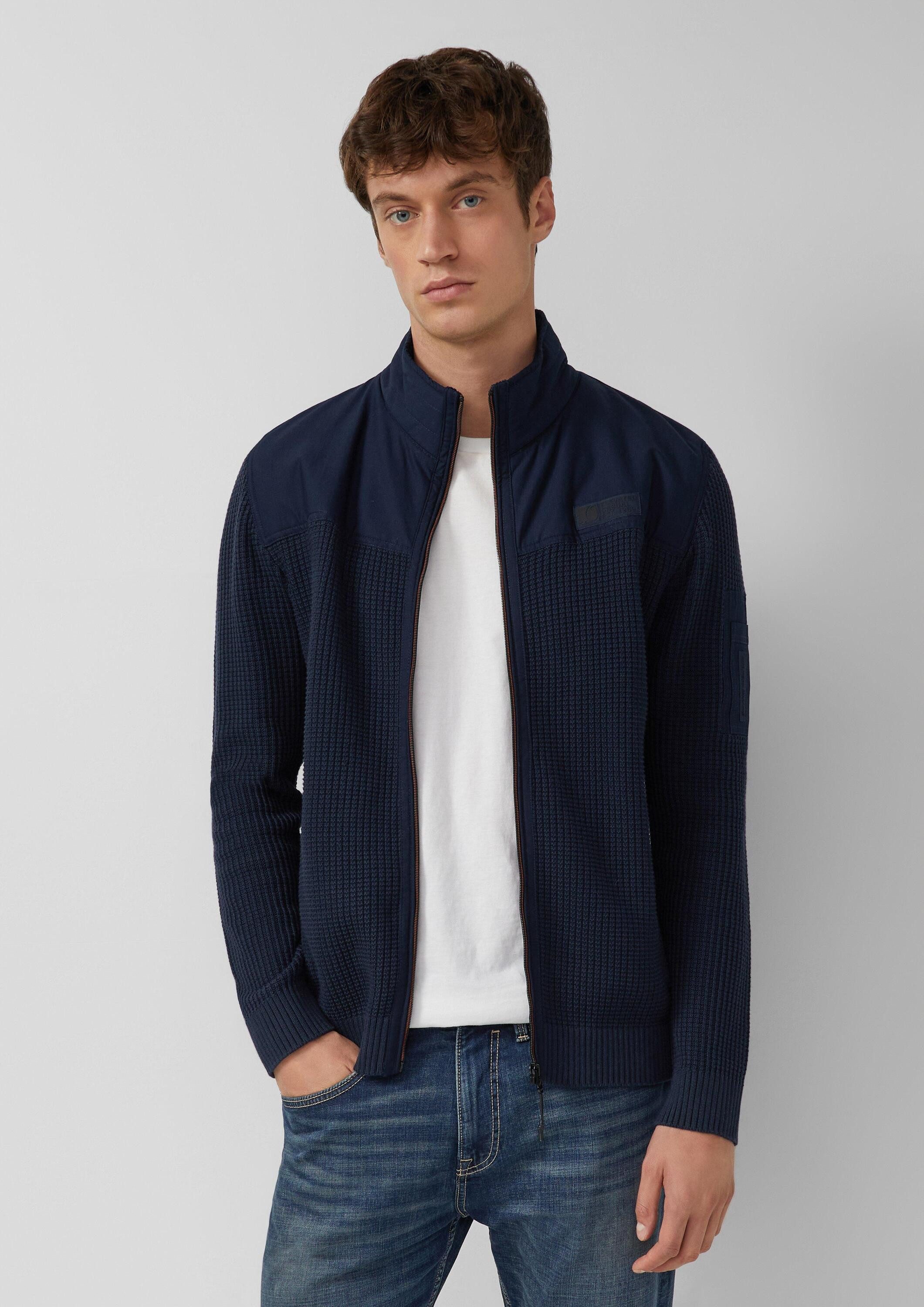 s.Oliver Cardigan Strickjacke Sportive Strickjacke im Fabricmix mit Kontras günstig online kaufen