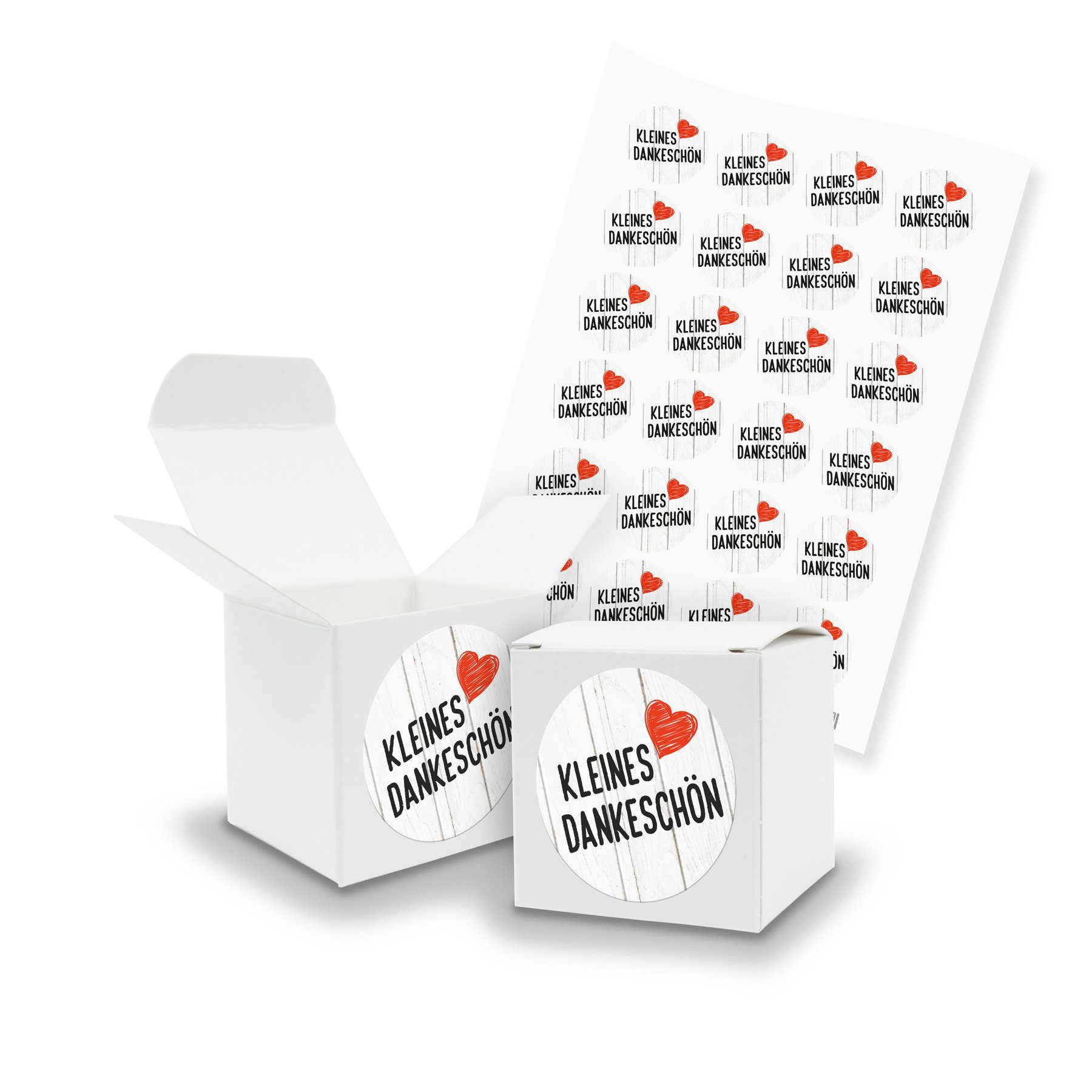 itenga Geschenkpapier itenga SET kleines Dankeschön (Motiv116) 24x Würfel 5cm weiß + Sticker
