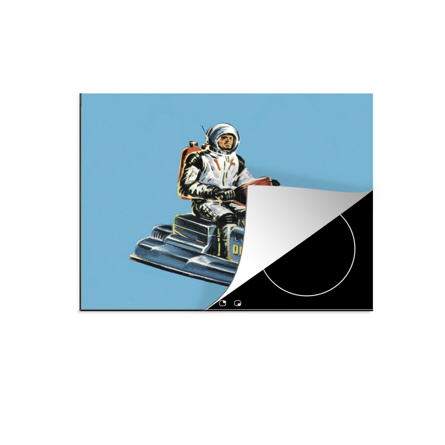 Arbeitsfläche Weltraum-Rollers, 60x52 tlg), nutzbar, MuchoWow Science-Fiction-Illustration Eine eines Vinyl, Mobile (1 cm, Herdblende-/Abdeckplatte Ceranfeldabdeckung