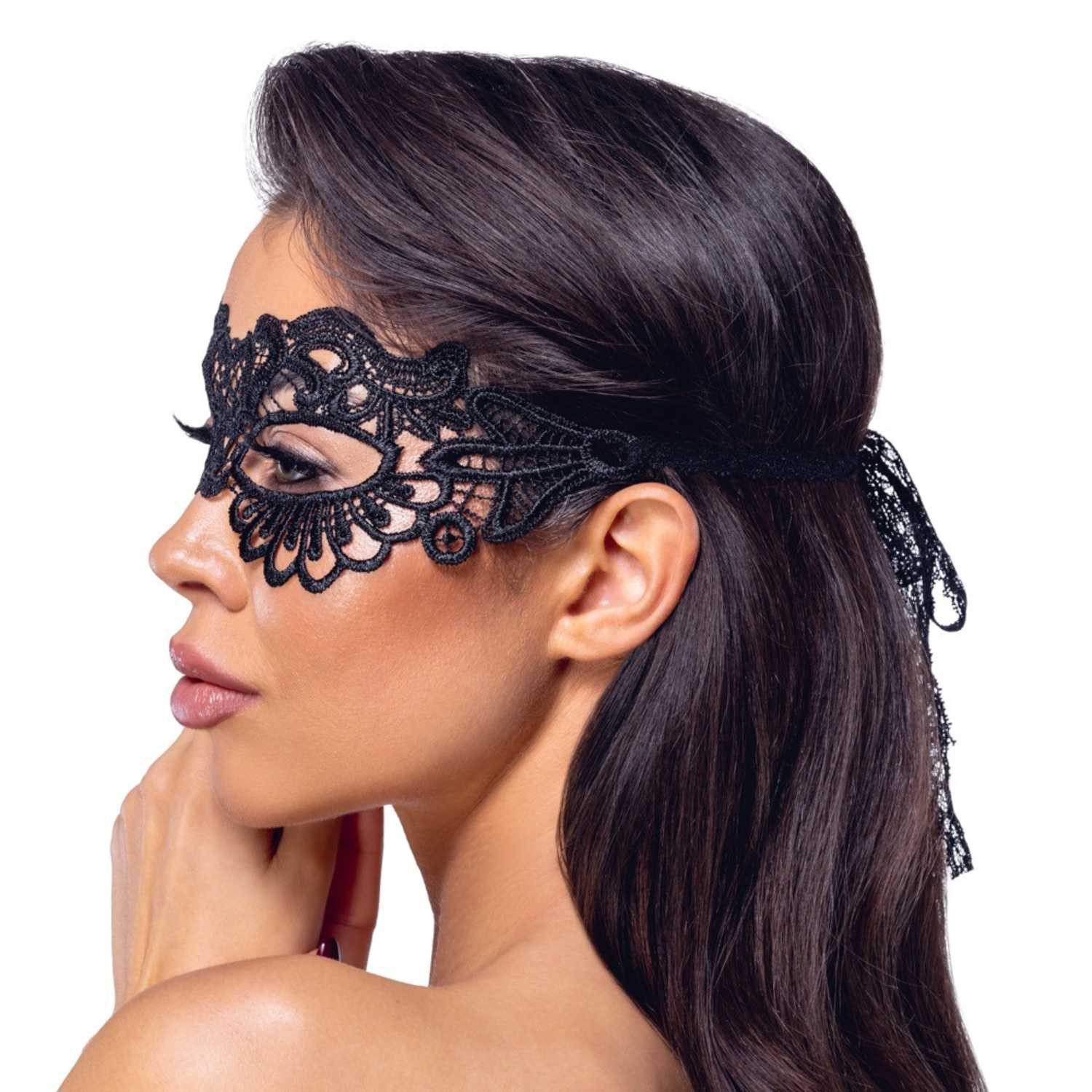 Cottelli Collection Schlafmaske Sinnliche Augenmaske aus filigraner Stickerei schwarz, hoher Tragekomfort