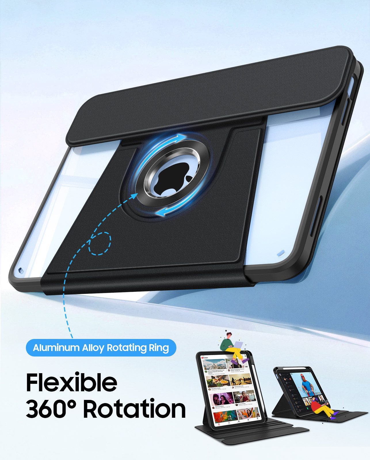 Fintie mit 360° drehbare Hülle für iPad A16 11/10. Generation 11/10,9 Zoll Tastatur (7-farbige Hintergrundbeleuchtung magnetisch Bluetooth-Tastatur) – Bild 3 von 5