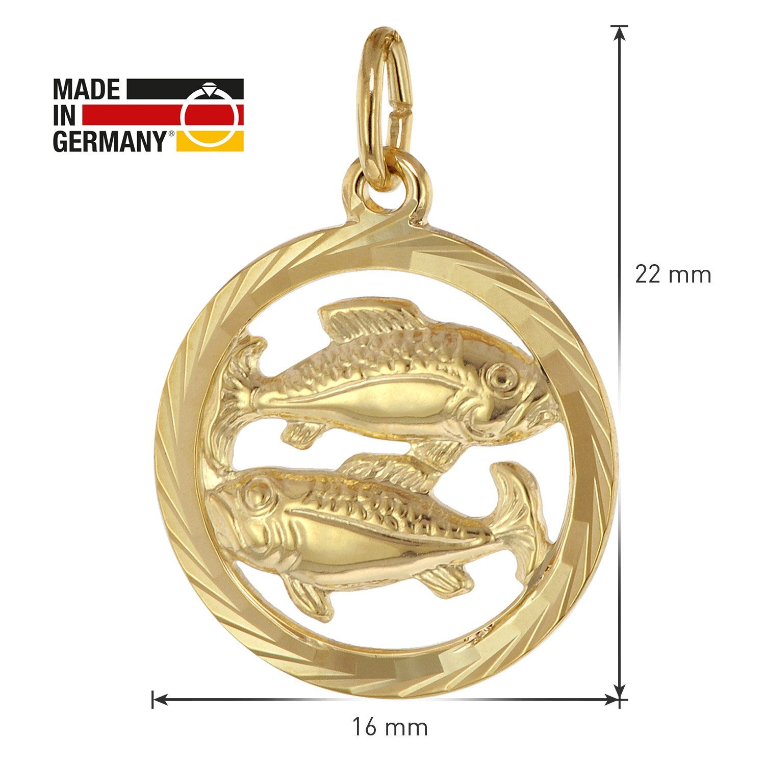 16 Gold trendor Fische 333 Sternzeichen mit Panzerkette Ø mm