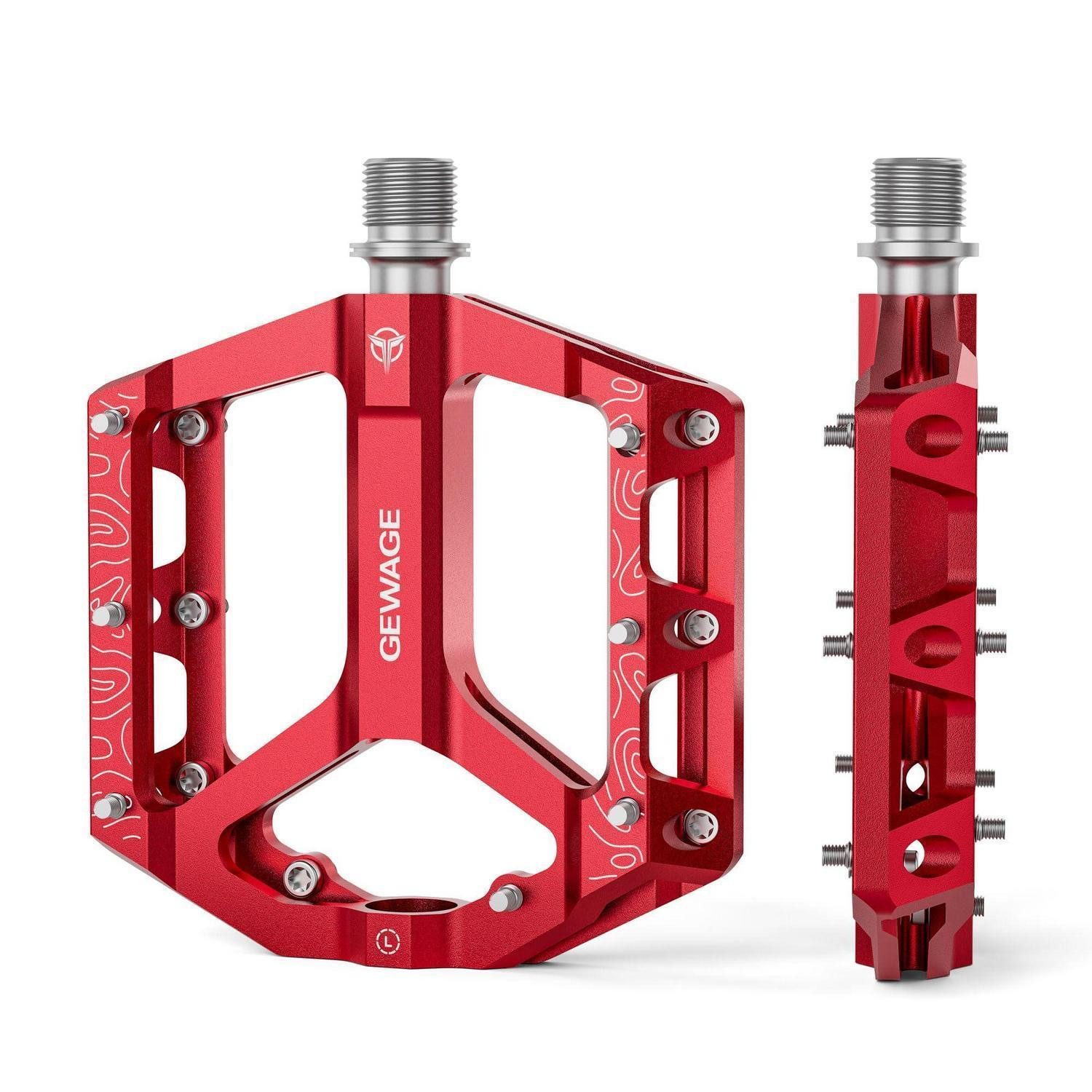 LuxusKollektion Plattformpedale MTB Flat Pedale Aluminium CNC Rot
