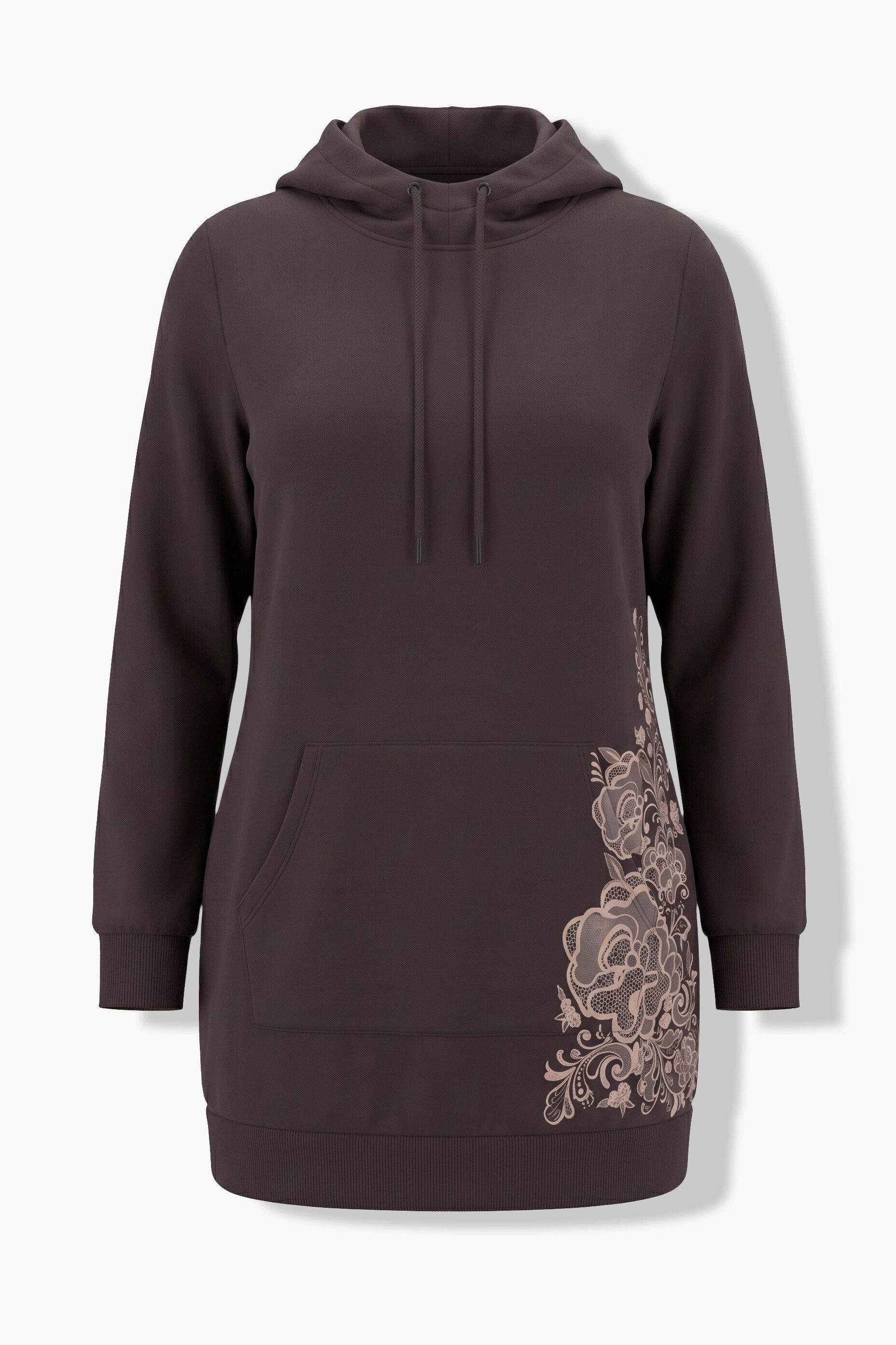 Ulla Popken Sweatshirt Hoodie Blüte Oversized Kapuze Langarm – Bild 2 von 4