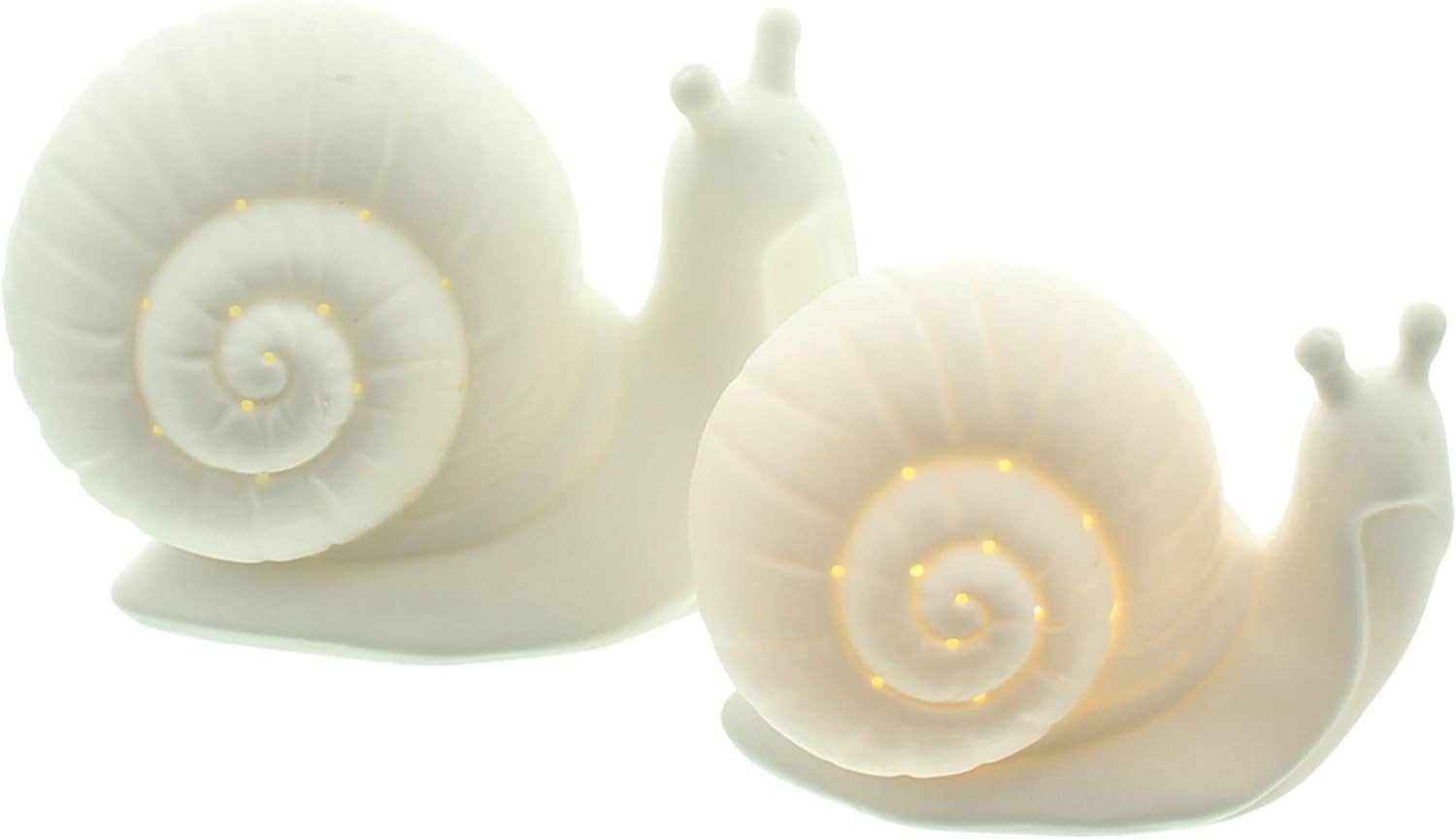 LED-Dekofigur "Schnecke" aus Porzellan, weiß, Porzellanfigur mit LED Beleuchtung