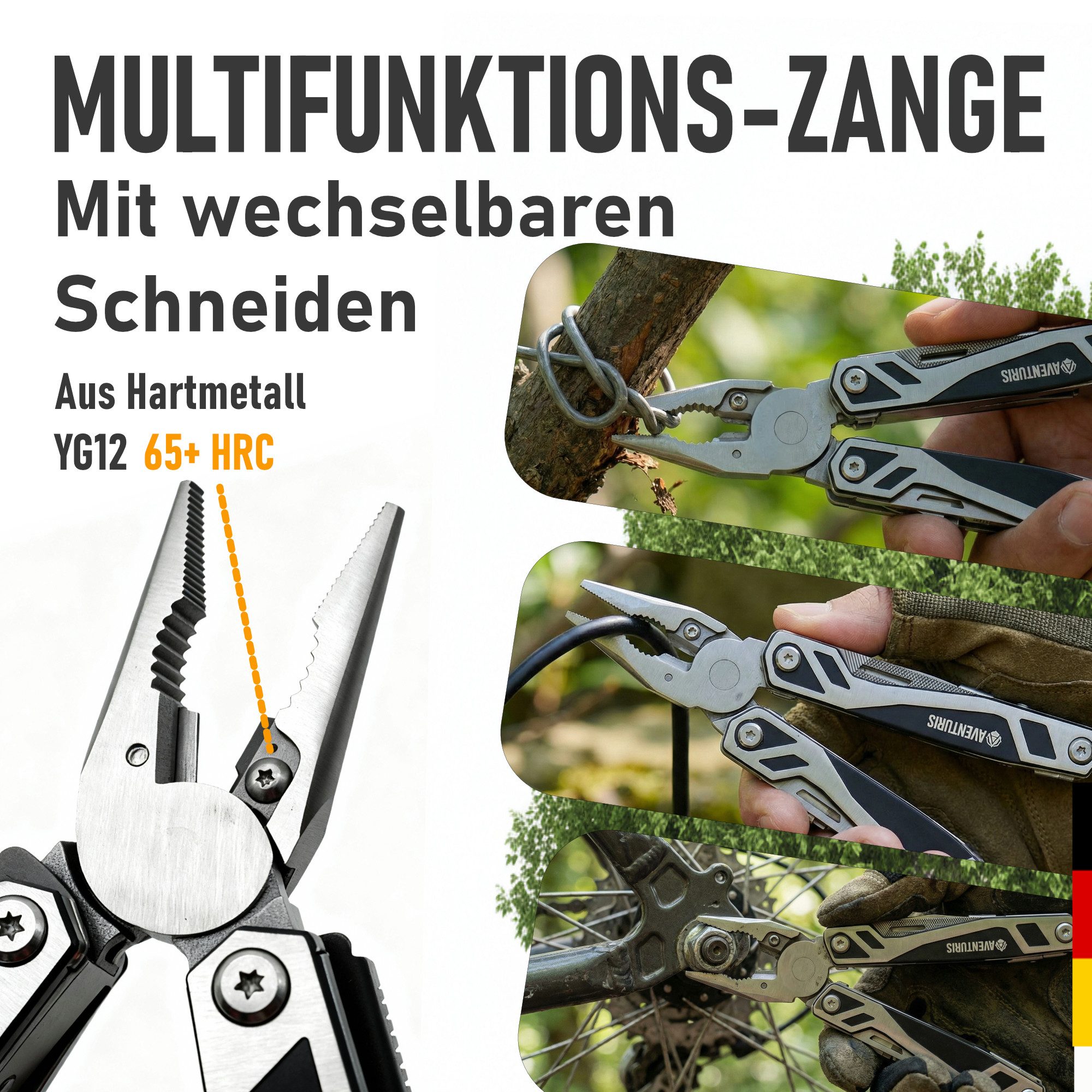 AVENTURIS Multitool T12 aus Edelstahl mit 21 Funktionen! Perfektes Outdoor Camping Zubehör, (1 St), Edelstahl – Bild 5 von 5