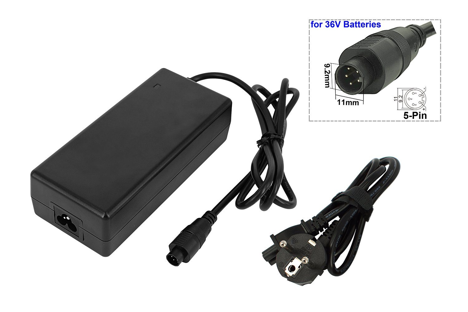 PowerSmart CAA081020E.502 Batterie-Ladegerät (2A Netzteil 42V für 36V Li-ion Akkus von Phylion/Joycube E-Bike Elektrofahrrad Fischer, Lifebike, Crescent, Devron, Batavus)