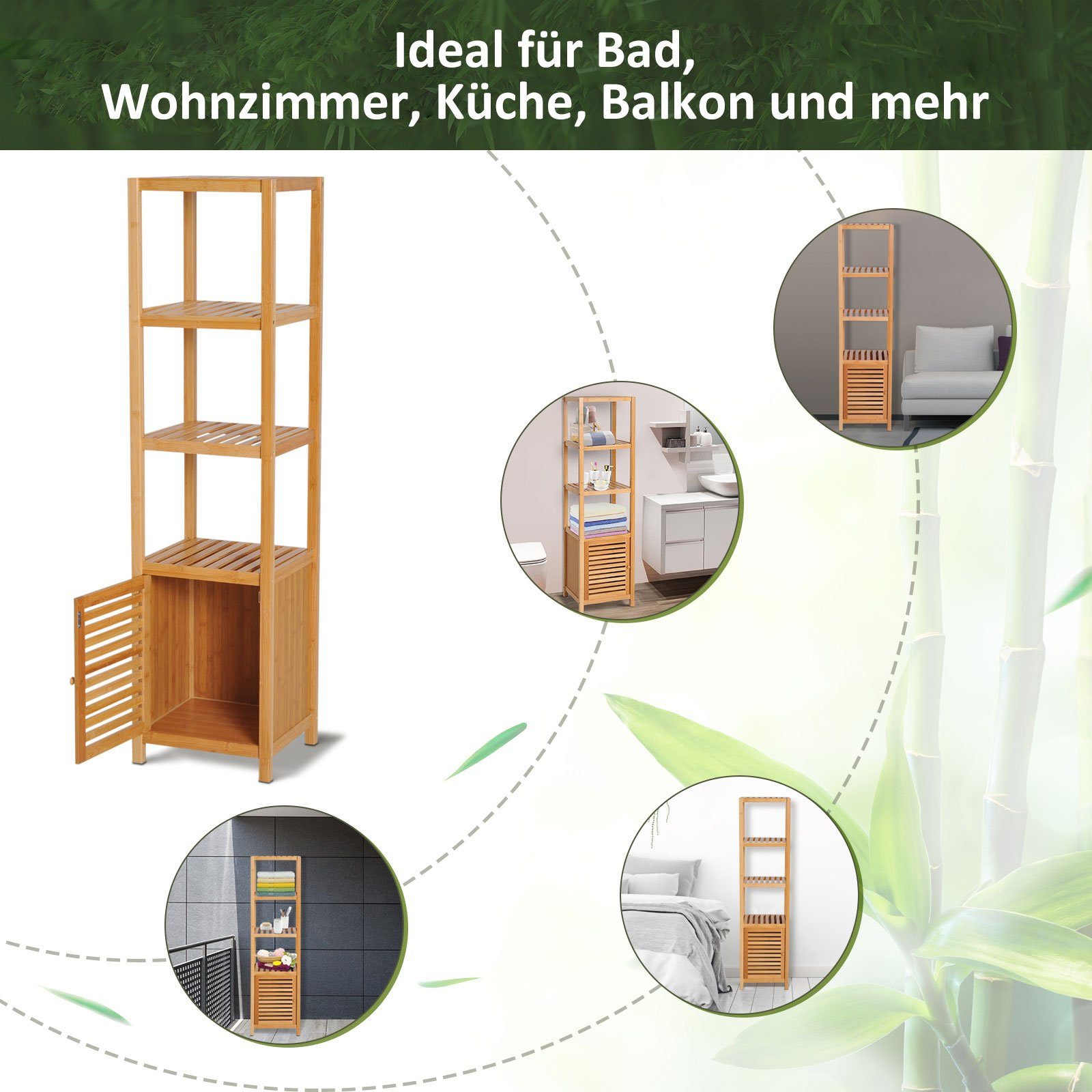 x offenen Badregal mit 33 Fächern, HOMCOM x cm 1-tlg., Badezimmerschrank Toilettenschrank 140 Badezimmer, 3 Badschrank Aufbewahrungsschrank für 36