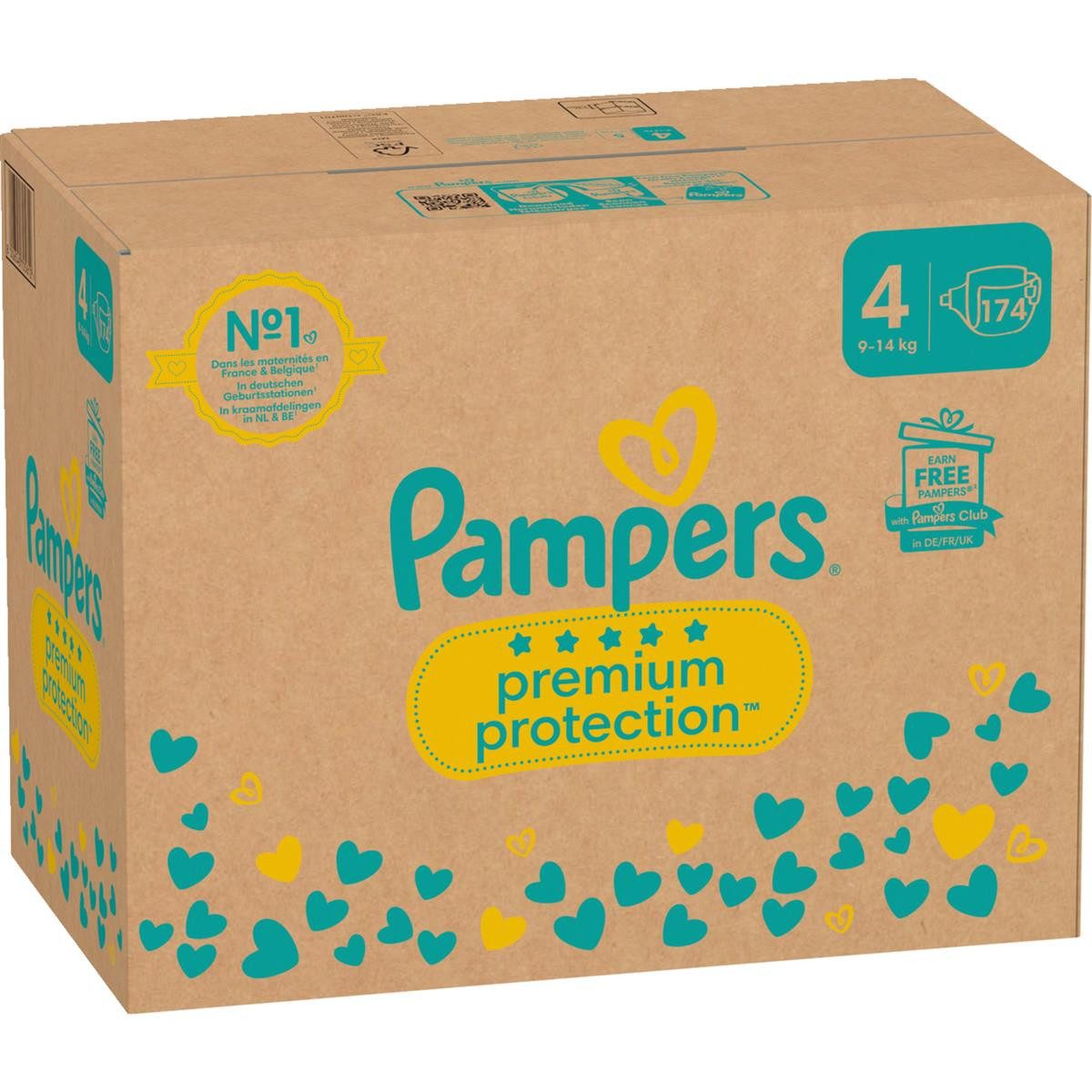 Pampers Papiertaschentücher Pampers® Windeln Monatsbox premium protection™ Größe Gr.4 (9-14 kg) fü