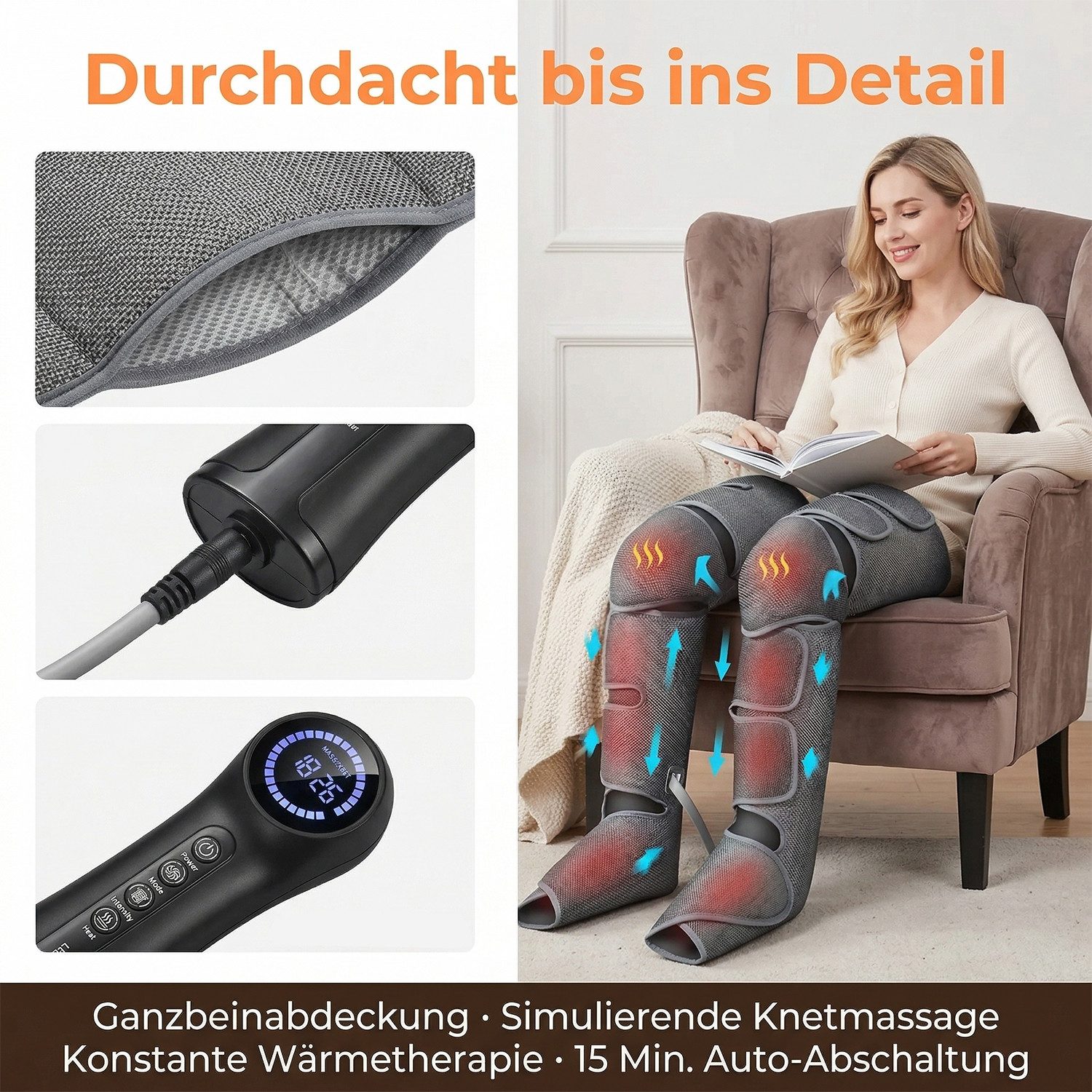 AKKEE Massagegerät Beinmassagegerät für bessere Durchblutung mit 5 Intensitäten, fördert die Durchblutung und lindert Schmerzen – Bild 4 von 5