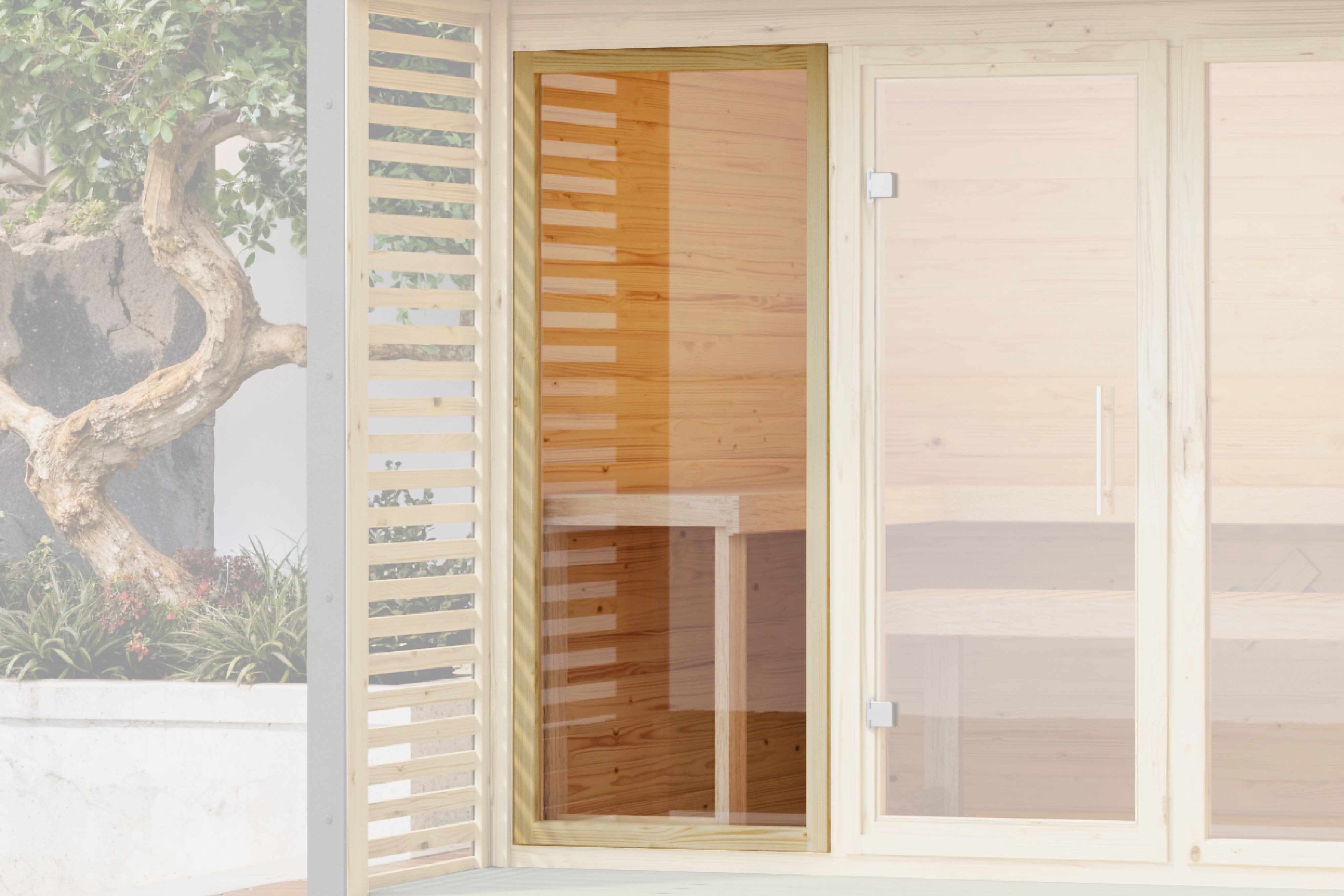 Karibu Saunafenster 38 x 1906 x 815 mm Klarglas naturbelassen, für natürliches Licht im Saunainnenraum