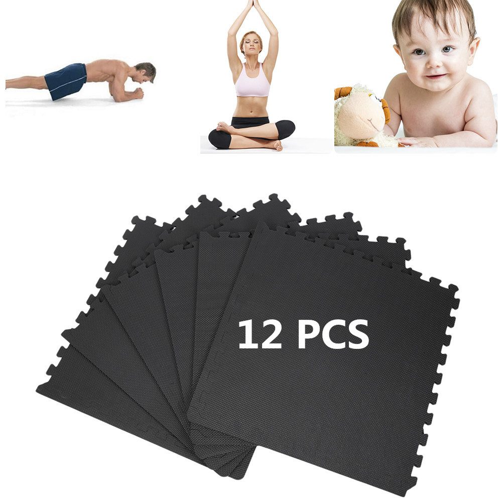 Bodenschutzmatte Puzzlematte Yogamatte Eva Sportmatte Fitnessmatte Schwarz