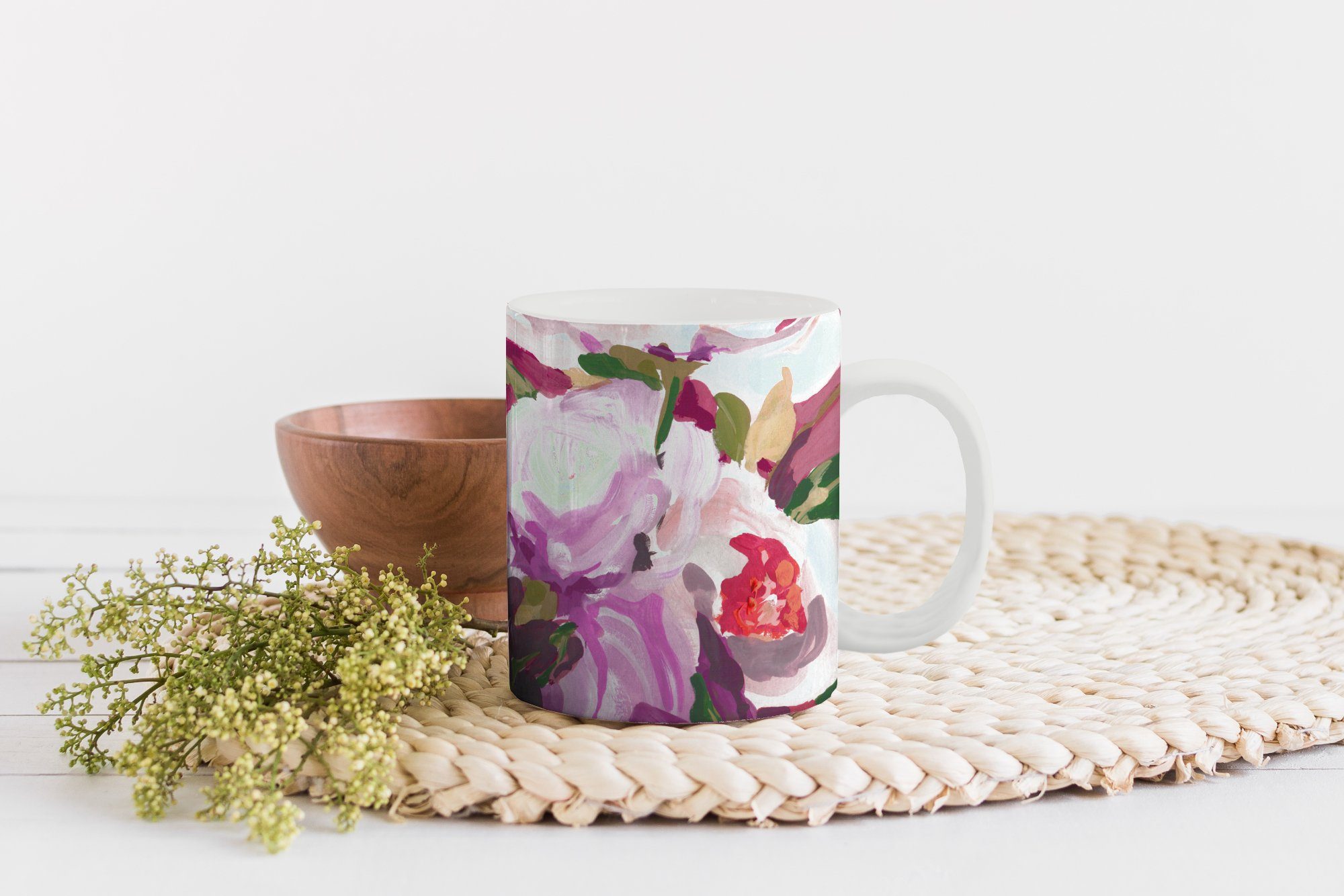 Rosa Orchidee - Keramik, Blumen Botanisch, - Kaffeetassen, Becher, Teetasse, - Geschenk Tasse MuchoWow Teetasse,