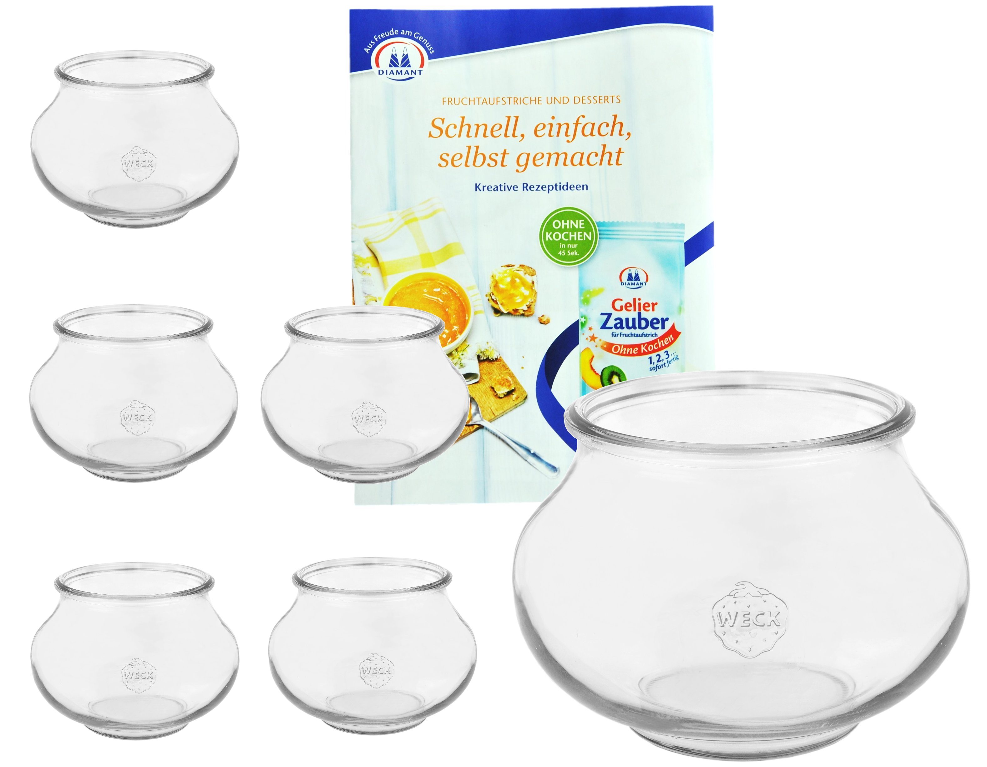 Sturzgläser, Glas Einmachglas Set Schmuckgläser, 220ml 6er MamboCat Gläser 1/4L Weck