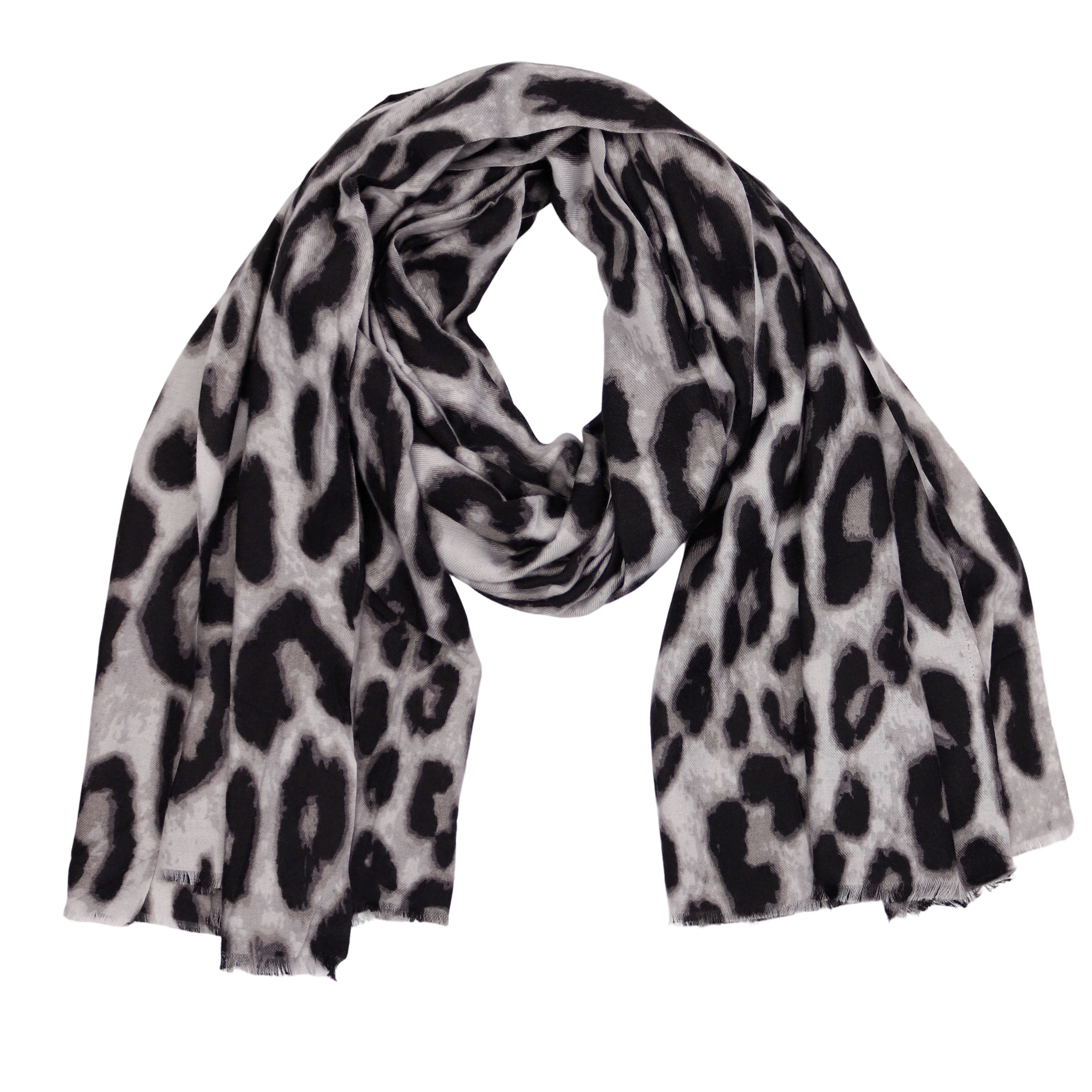 MIRROSI Modeschal weicher und warmer Schal Leo Leopard mit Fransen, 90x180cm, (Neue Kollektion Herbst/ Winter 2025), Paisley Muster Damen Halstuch ideal für Herbst und Winter
