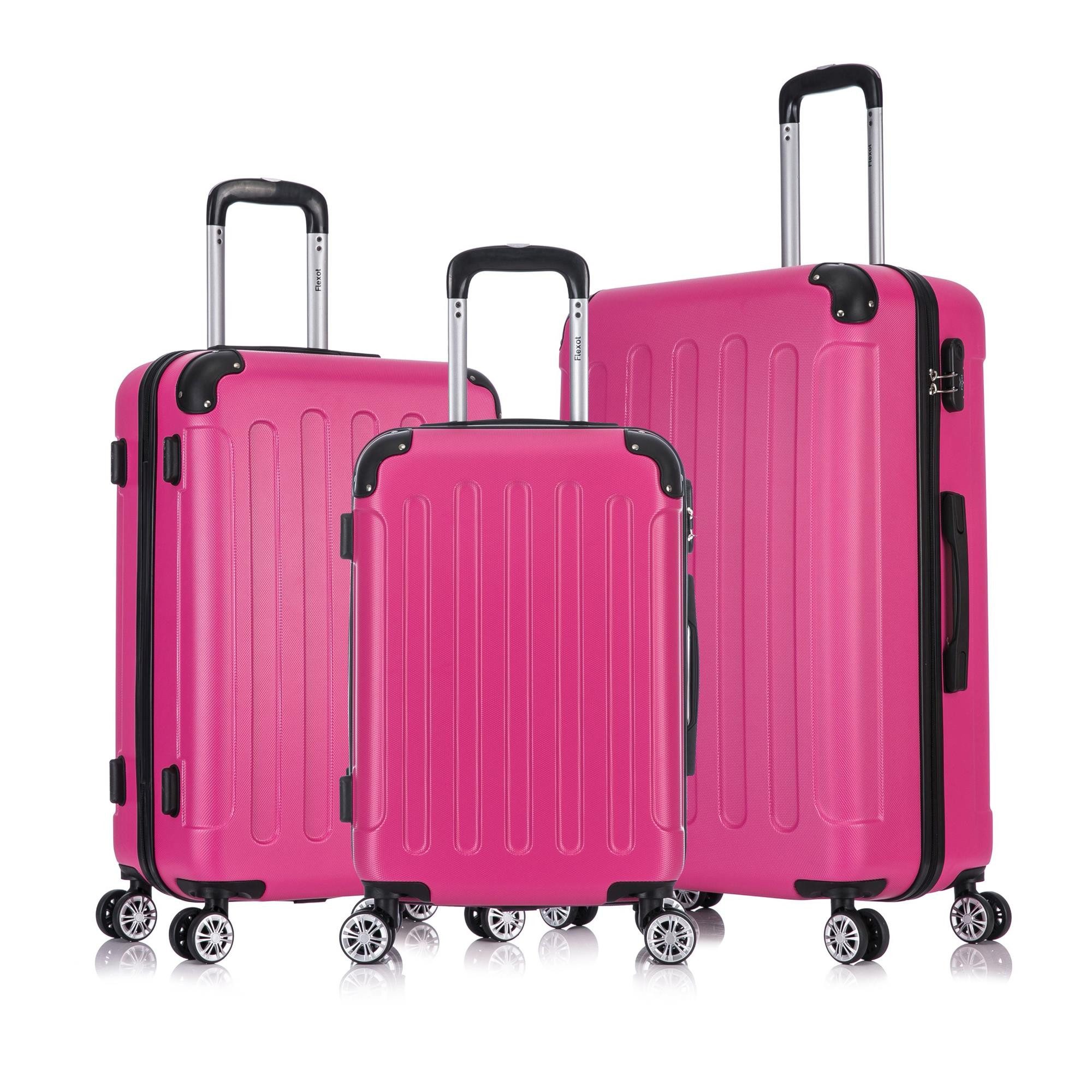 Flexot Hartschalen-Trolley F-2045 Kofferset, 360° Rollen, robuster Reisekoffer, Bordcase, 4 Rollen, Robuster und moderner Koffer mit vier 360° Rollen und Zahlenschloss
