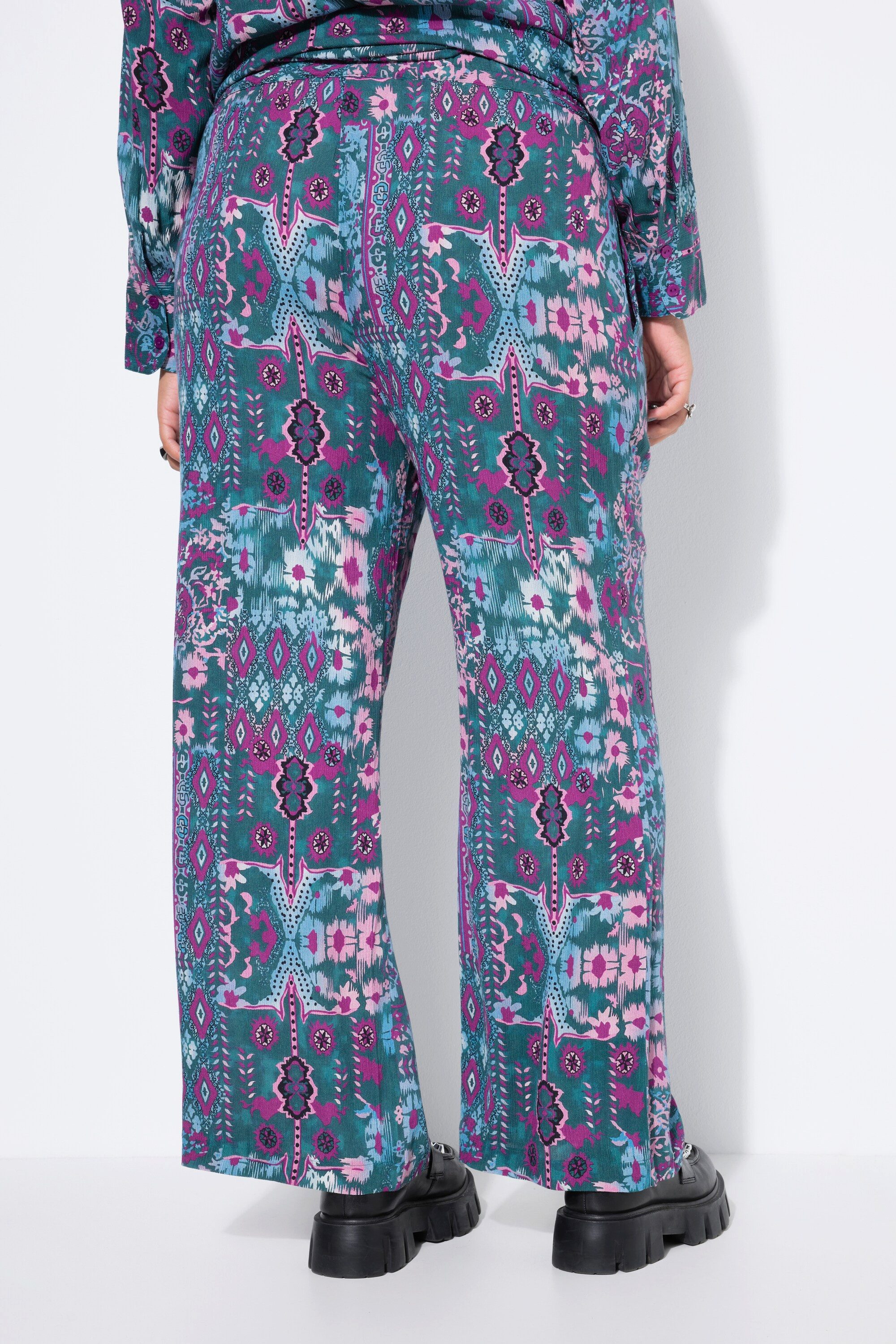 Studio Untold Schlupfhose Hose Wide Legs Strukturware Flower-Print