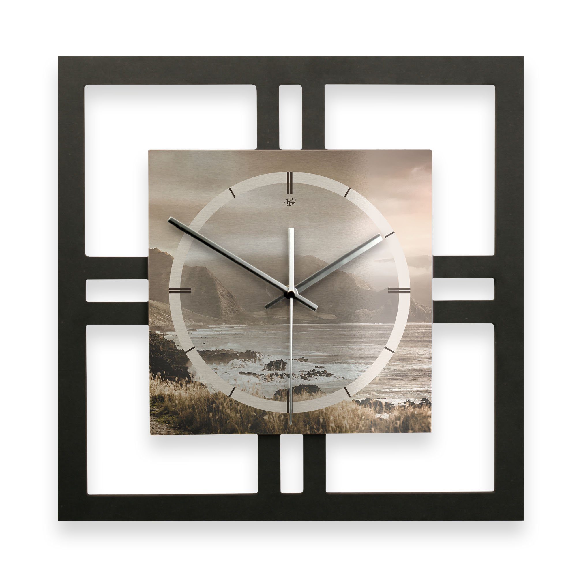 Wanduhr Designer-WANDUHR „Küste“ in modernem Metallic-Look