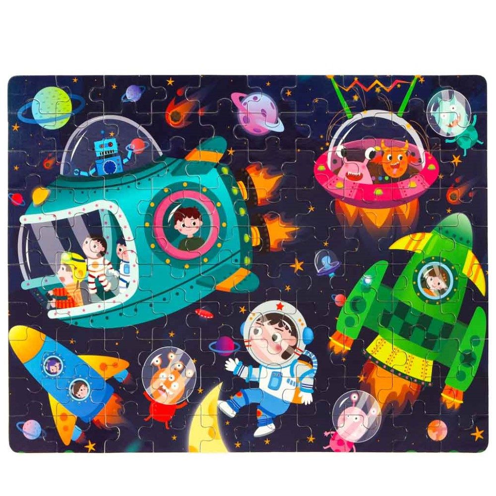 Ikonka Puzzle 2 in 1 Puzzle Dinosaurier Weltraum Puzzle 100 Teile in Metall günstig online kaufen