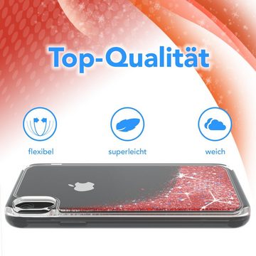 EAZY CASE Handyhülle Liquid Glittery Case für Apple iPhone XR 6,1 Zoll, Silikonhülle mit Glitzereffekt Hülle Glitzer Flüssig Back Cover Rot