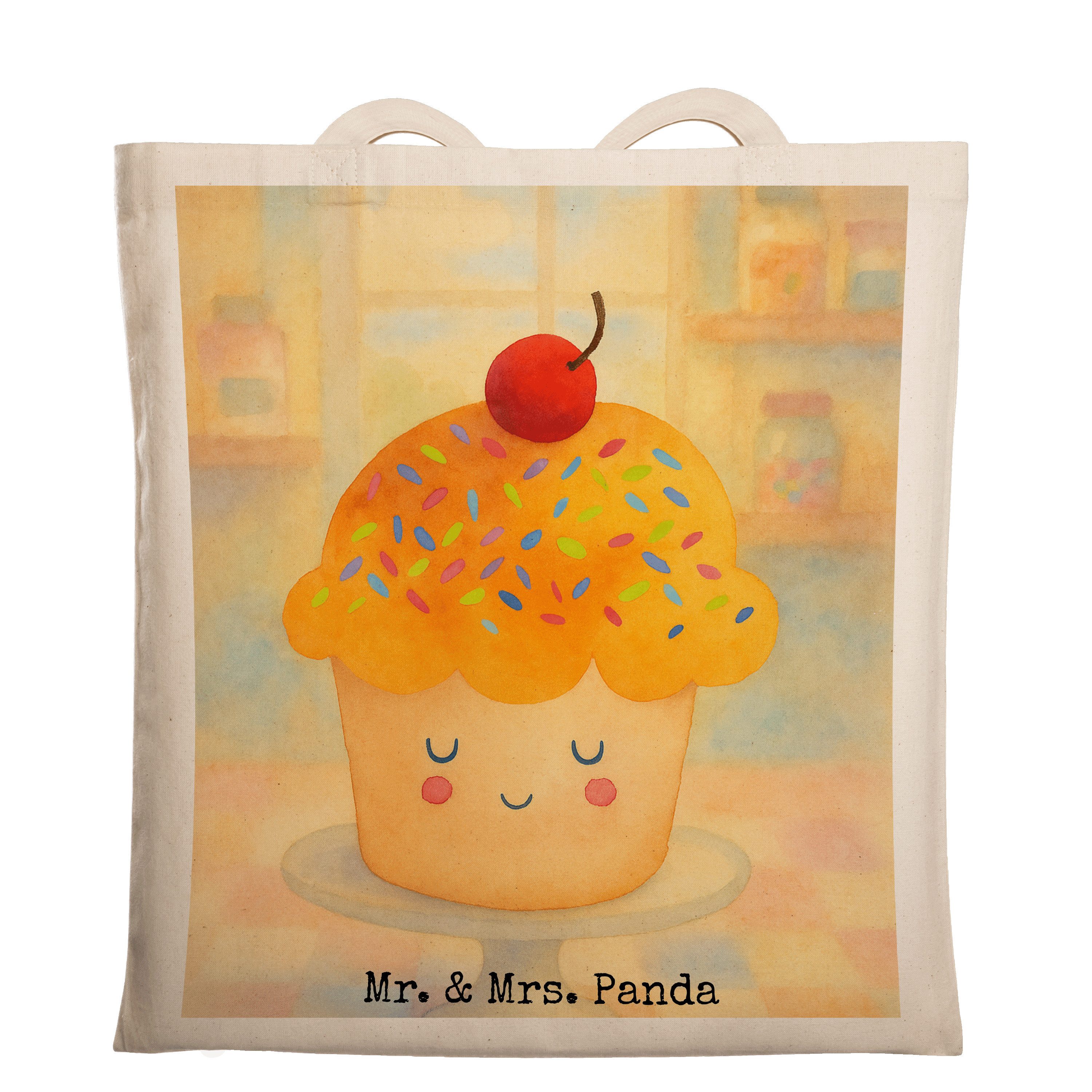 Mr. & Mrs. Panda Tragetasche Cupcake Design, Jutebeutel, Weiß, Lustige Sprüche, Laptoptasche, Back (Packung), textiltasche dokumententasche totebag