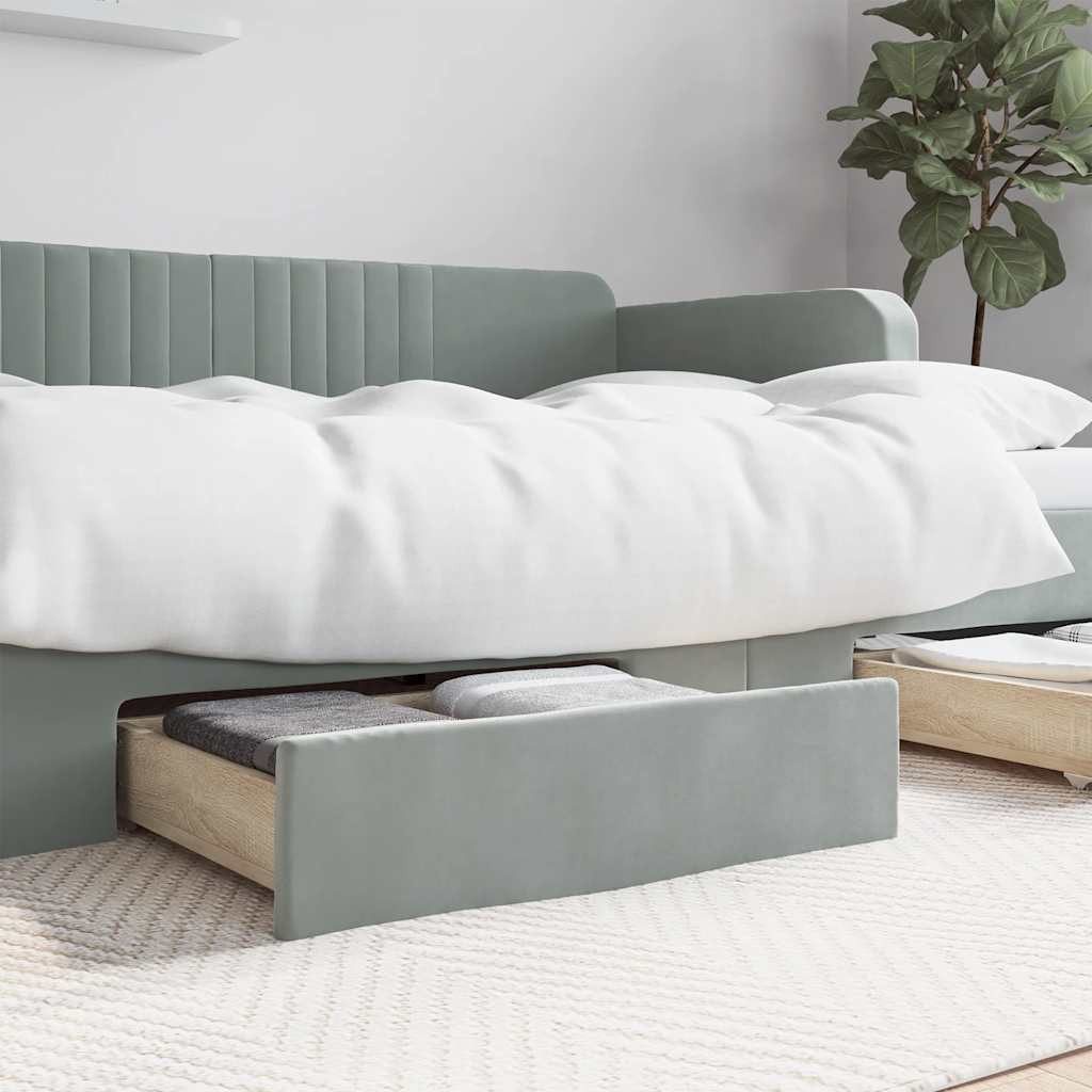 furnicato Bettschubkasten Bettschubladen Hellgrau 67 x 50 x 16 cm - Zusätzlicher Stauraum (1 St), Samtbezogene Unterbettkommode mit Rollen für das Schlafzimmer
