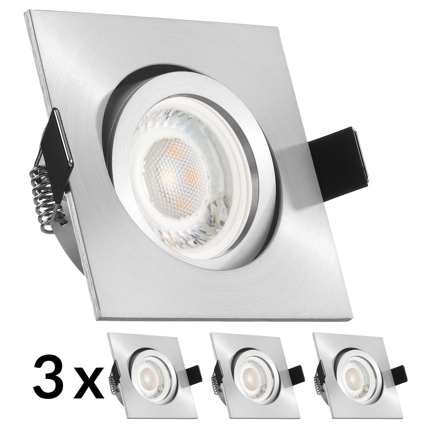 LEDANDO LED Einbaustrahler Leucht matt Einbaustrahler LED flach extra aluminium in 5W mit 3er Set