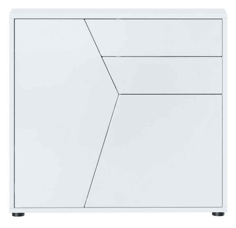 Vladon Kommode Benny (Sideboard, mit 2 Türen und 2 Schubladen), Weiß matt/Weiß matt (79 x 74 x 36 cm)