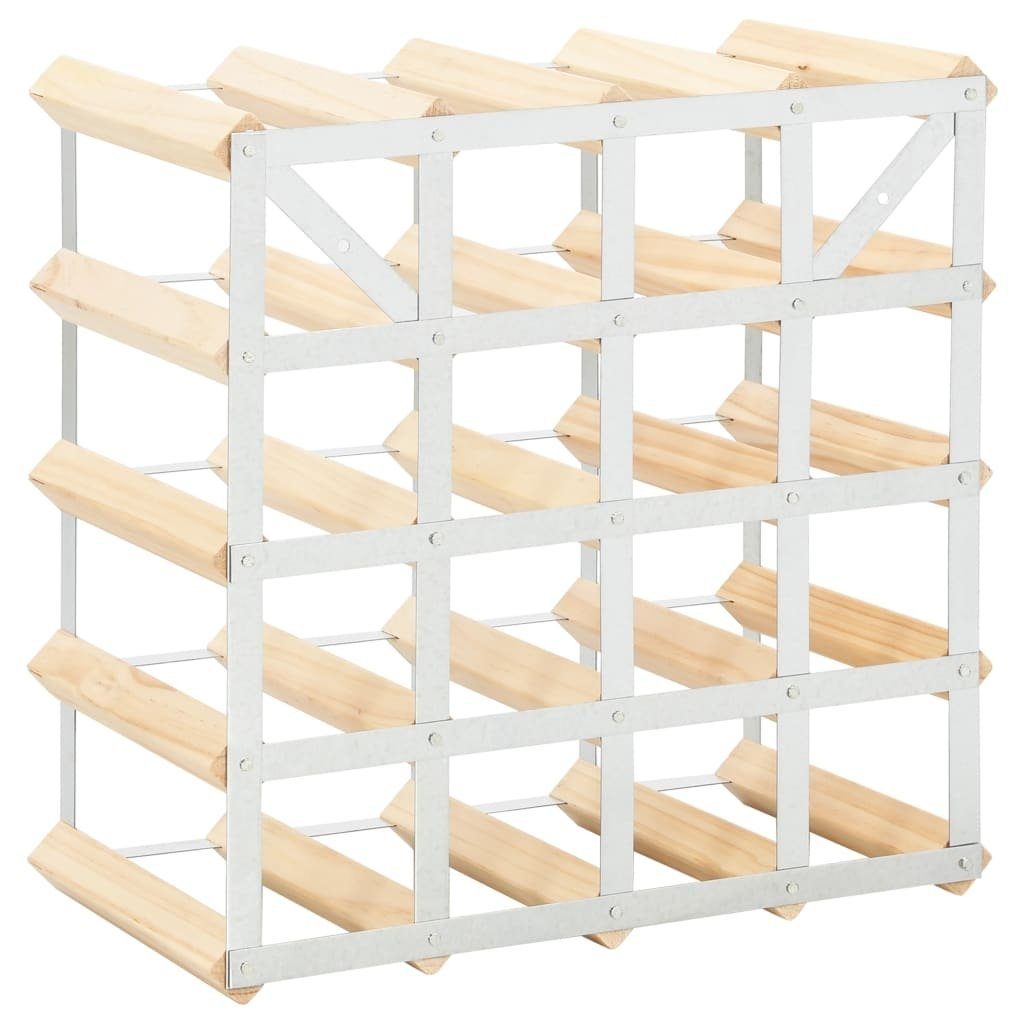 vidaXL Weinregal aus Stahl, Massivholz in Kiefer (hell), L/B/H: 41x22x41 cm