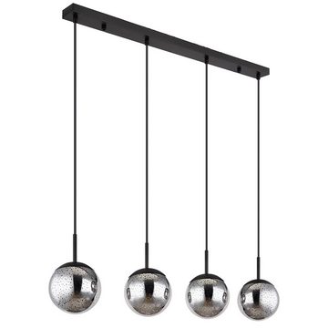 etc-shop Pendelleuchte, Pendelleuchte Hängeleuchte Deckenlampe Metall Schwarz Glas Rauchfarbe