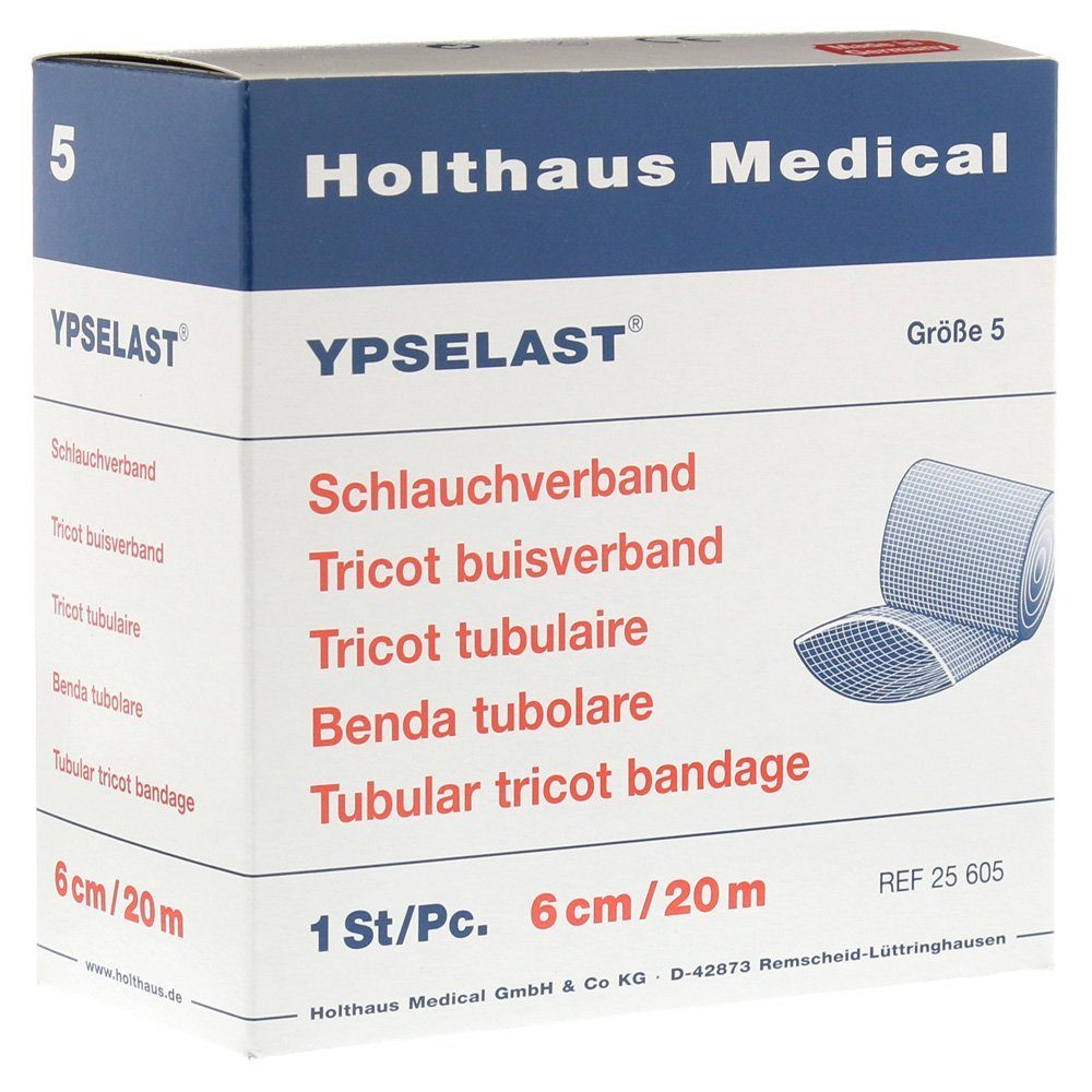 Holthaus Medical Wundpflaster YPSIGAZE Mullbinde CV/CO, 6 cm x 4 m,  Klinikpackung à 20