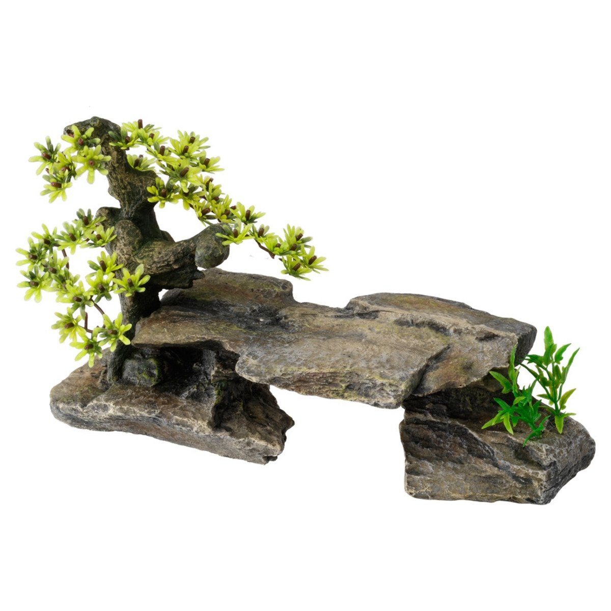 Aquariendeko Aquariumdekoration Bonsai Stein grau