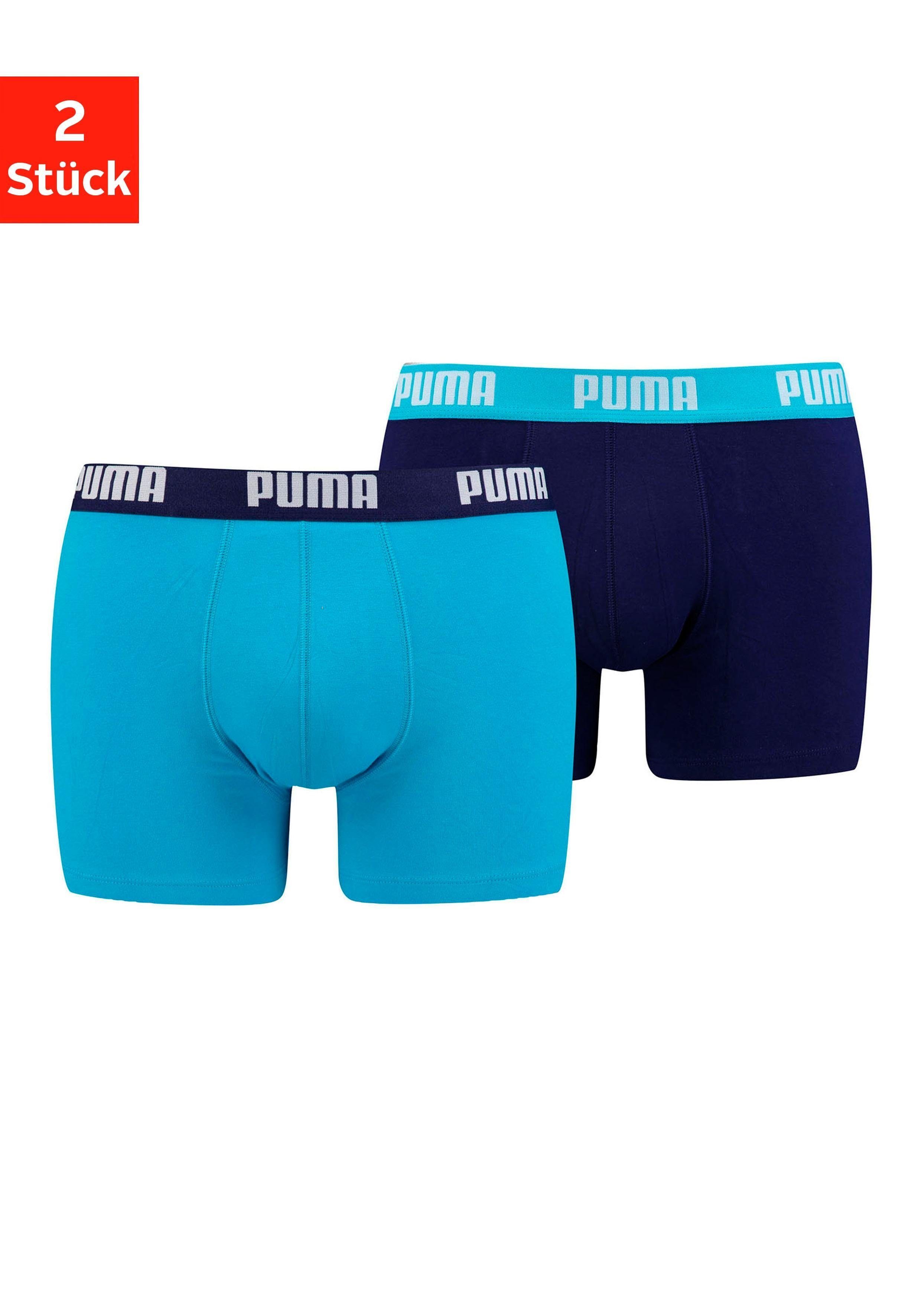 PUMA Boxer (Packung, 2-St) PUMA aquablau, BOXER BASIC navy 2P