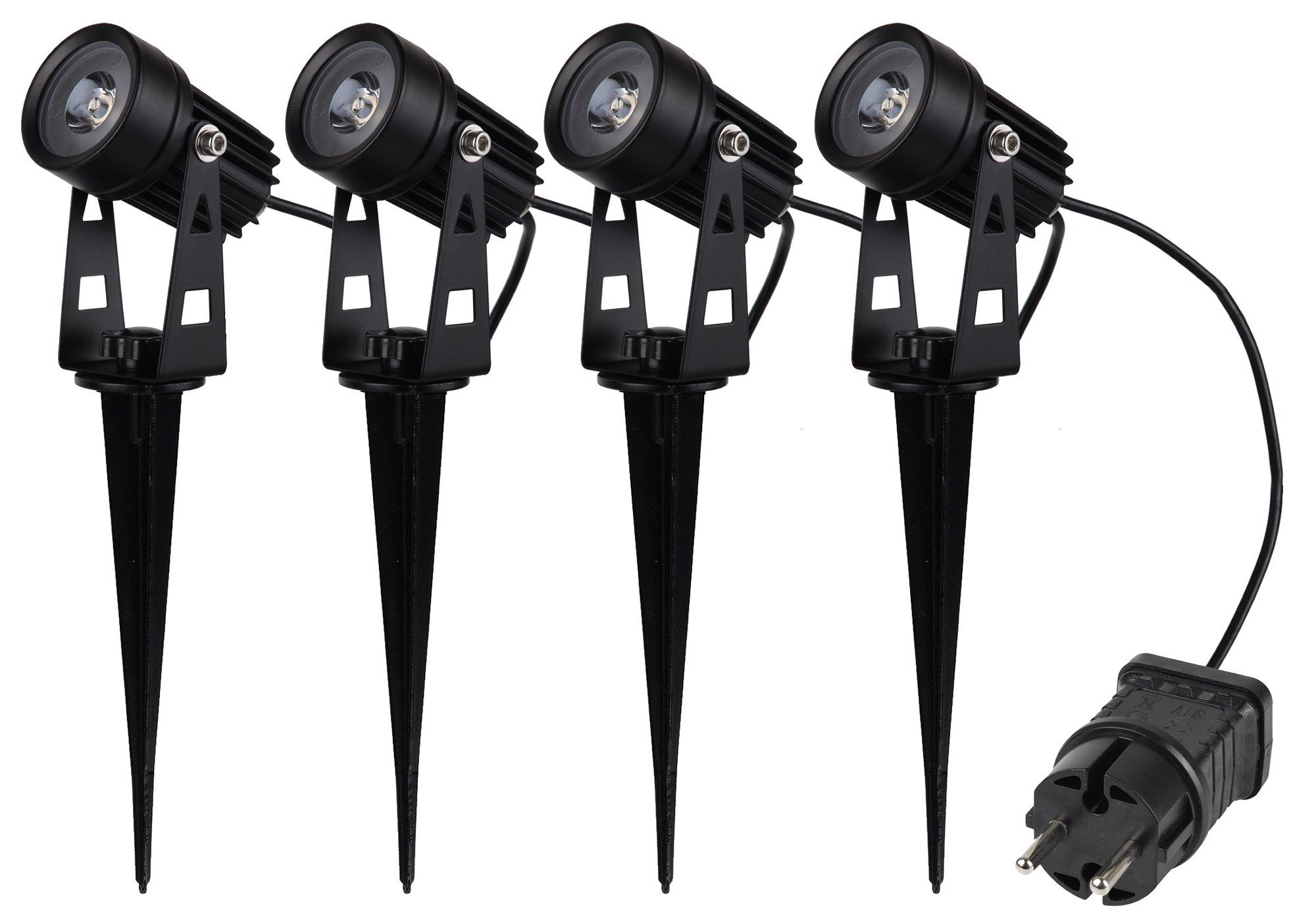ChiliTec LED Gartenleuchte ChiliTec Gartenleuchten Set 4 Strahler für Außen IP65 3000K