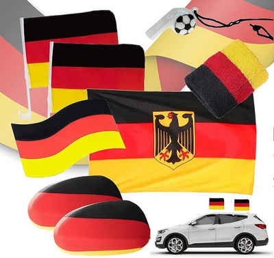 Dekotalent® Fahne XXL Deutschland Auto Fanartikel Set - Autozubehör - 8 Teilig - Fußball (Packung, 8-St., 8-Teilig)