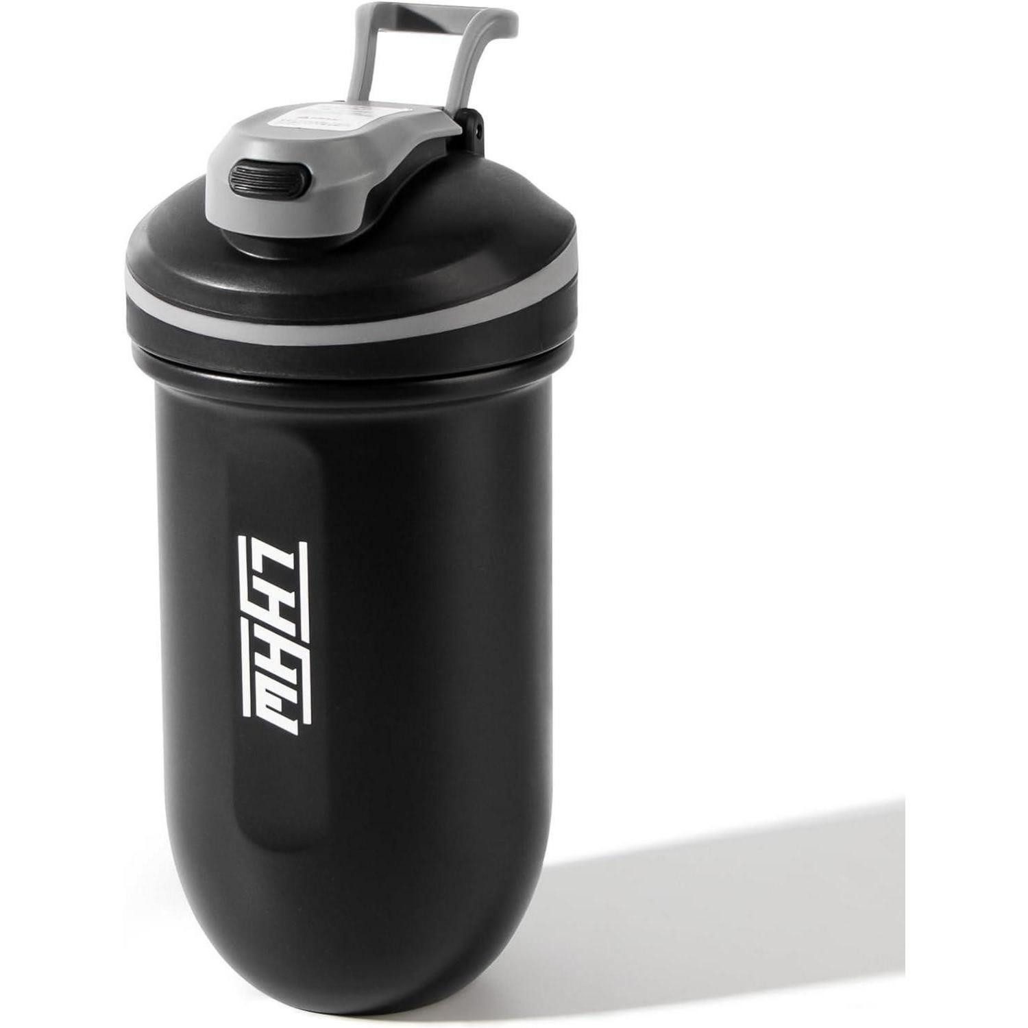 LuxusKollektion Protein Shaker Shaker Edelstahl 500ml ohne Mischkugel auslaufsicher Force Black