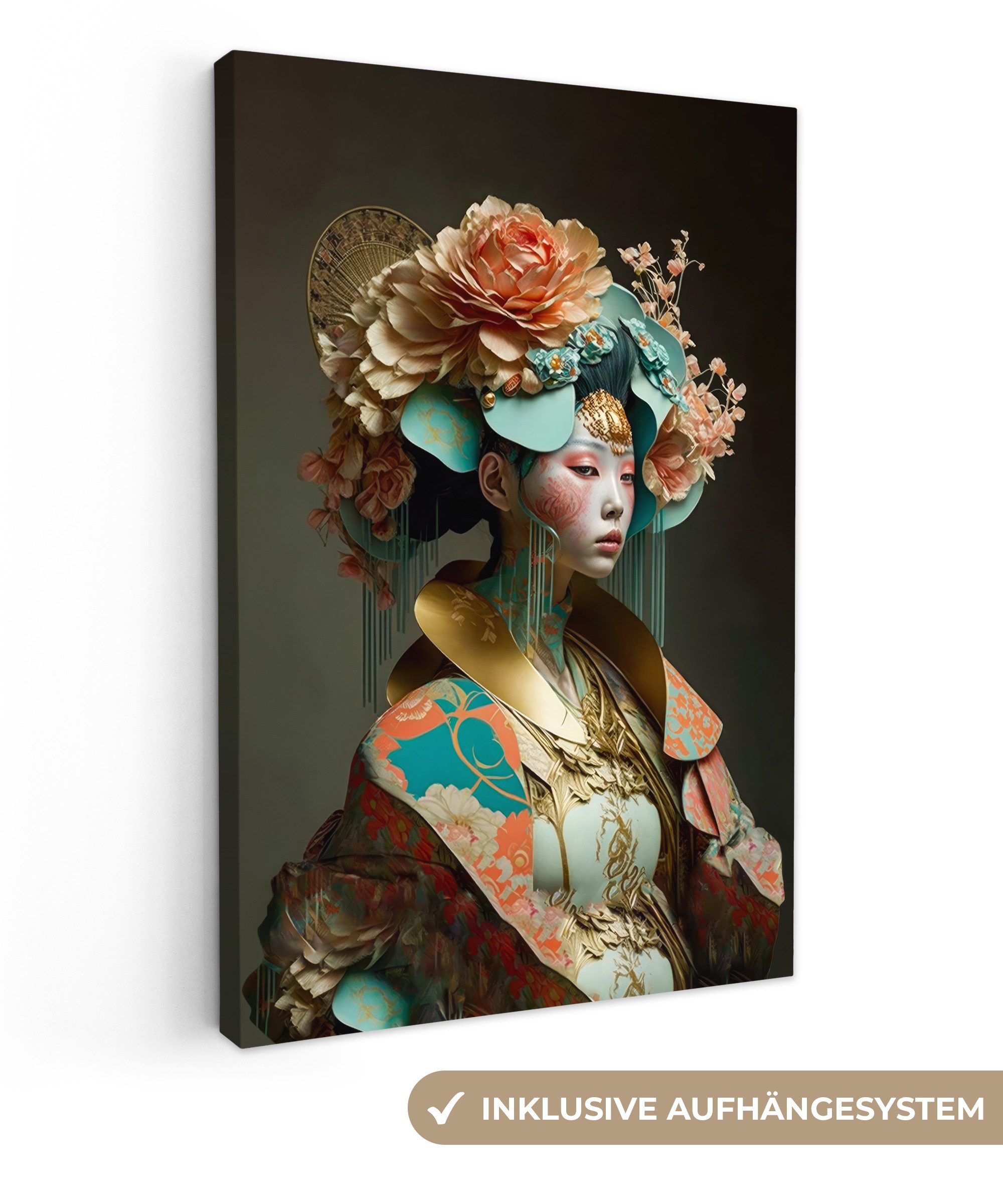 OneMillionCanvasses® Leinwandbild Frau - Blumen - günstig online kaufen