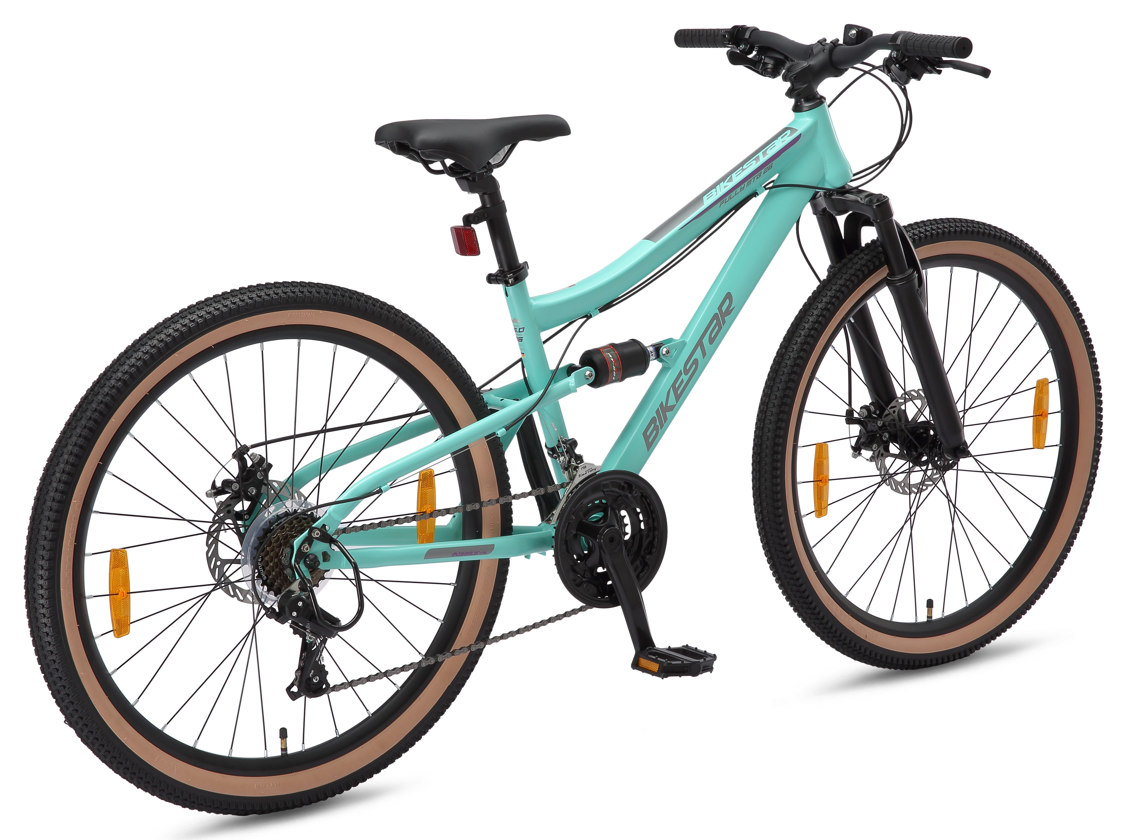 Bikestar Mountainbike, 21 Gang Shimano RD-TY300 Schaltwerk, Kettenschaltung, für Damen und Herren, Kettenschaltung