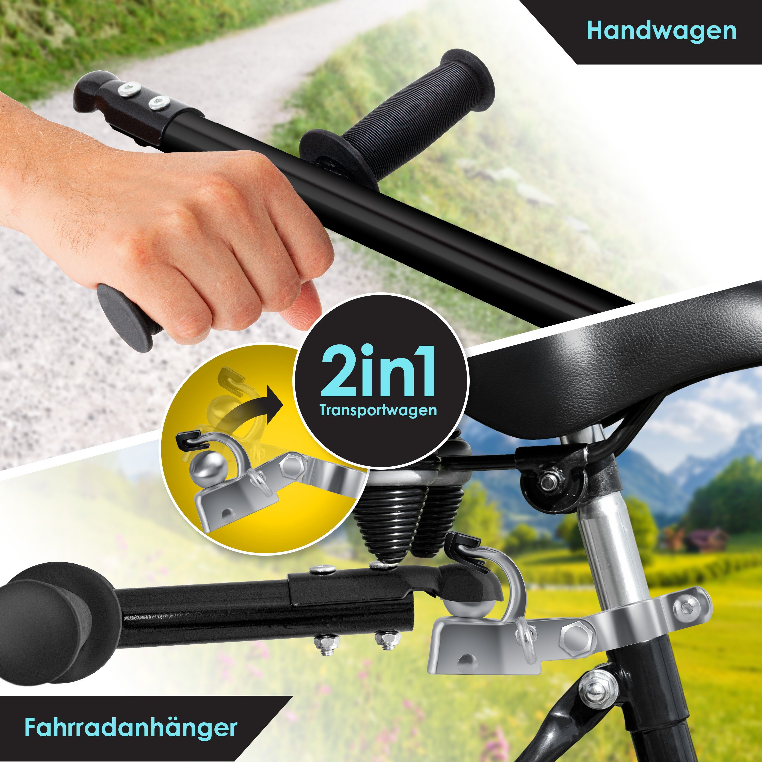 KESSER Fahrradlastenanhänger, Fahrradanhänger Lastenanhänger Handwagen mit Kupplung – Bild 3 von 5