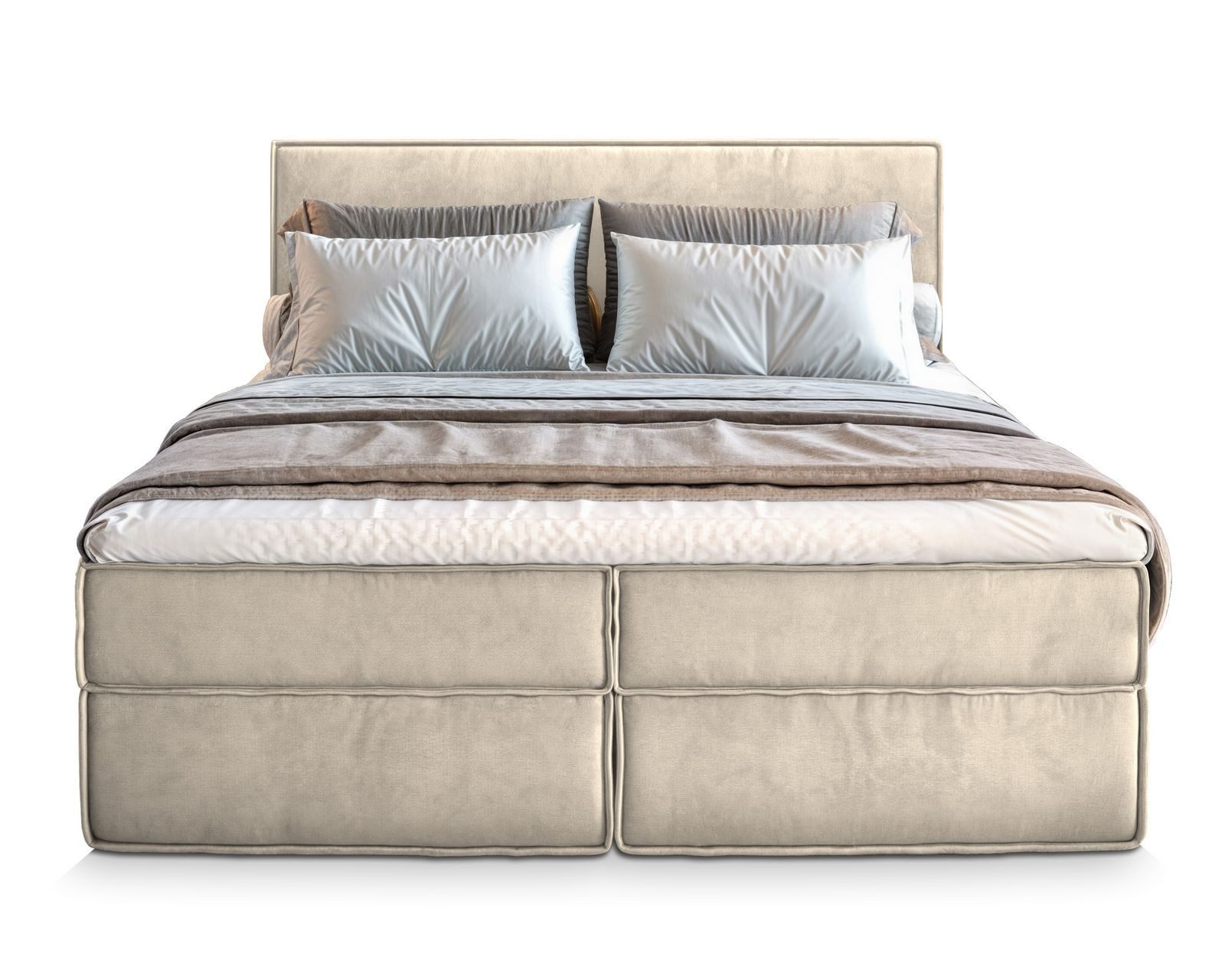 Masseno Boxbett PELLIO 160x200 cm mit Bonell Matratze und Topper, Doppelbett, Polsterbett mit Kopfteil, Boxspringbett – Bild 5 von 5