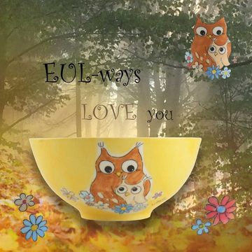 Mila Müslischale Mila Keramik-Schale Motiv Eulen Eul-ways Love You, Keramik, (Stück)