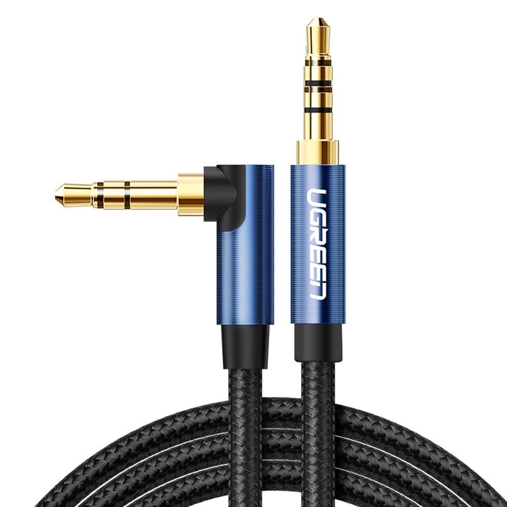 UGREEN gewinkeltes AUX-Kabel 2 x Miniklinke 3,5 mm 1m blau Аудио адаптер, 100 cm