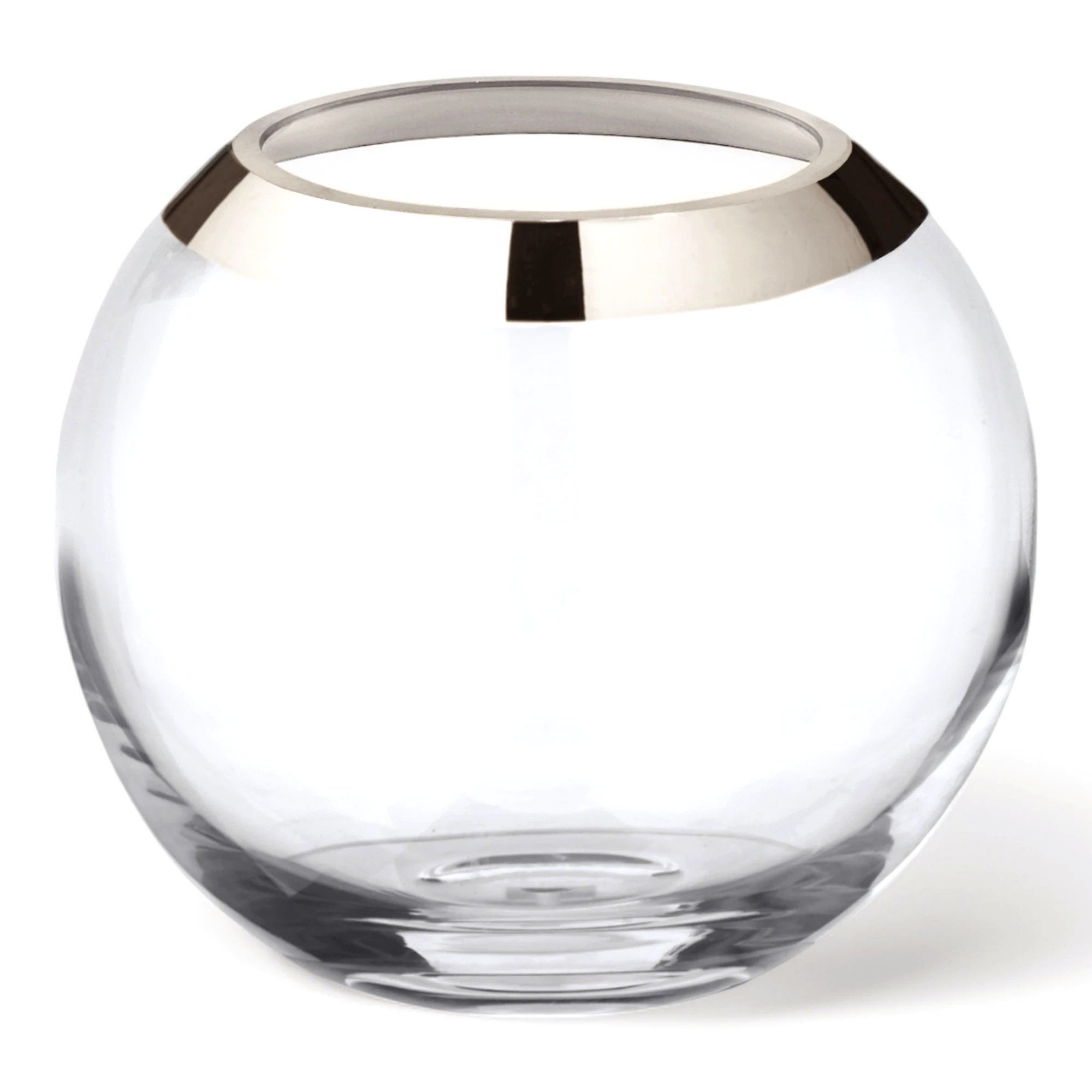 EDZARD Dekovase Mirinde (H 18 cm, Ø 20 cm) Kristallglas, mundgeblasen mit Platinrand