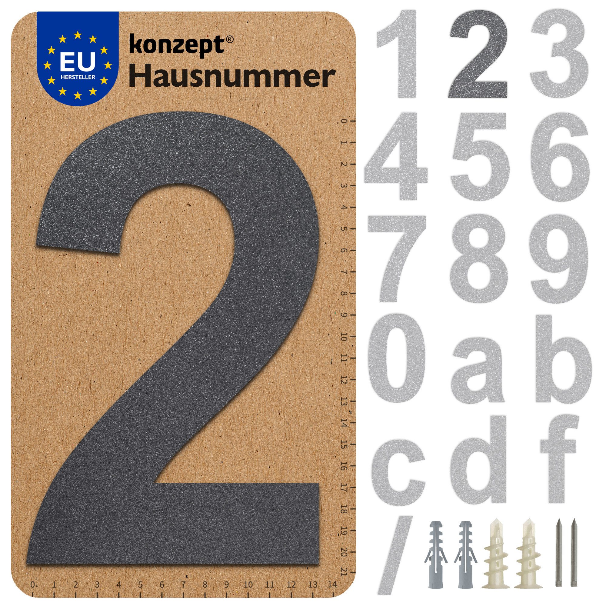 KONZEPT Hausnummer in Schwarz/Graphite, Briefkastennummer von 0 bis 9, (aus günstig online kaufen