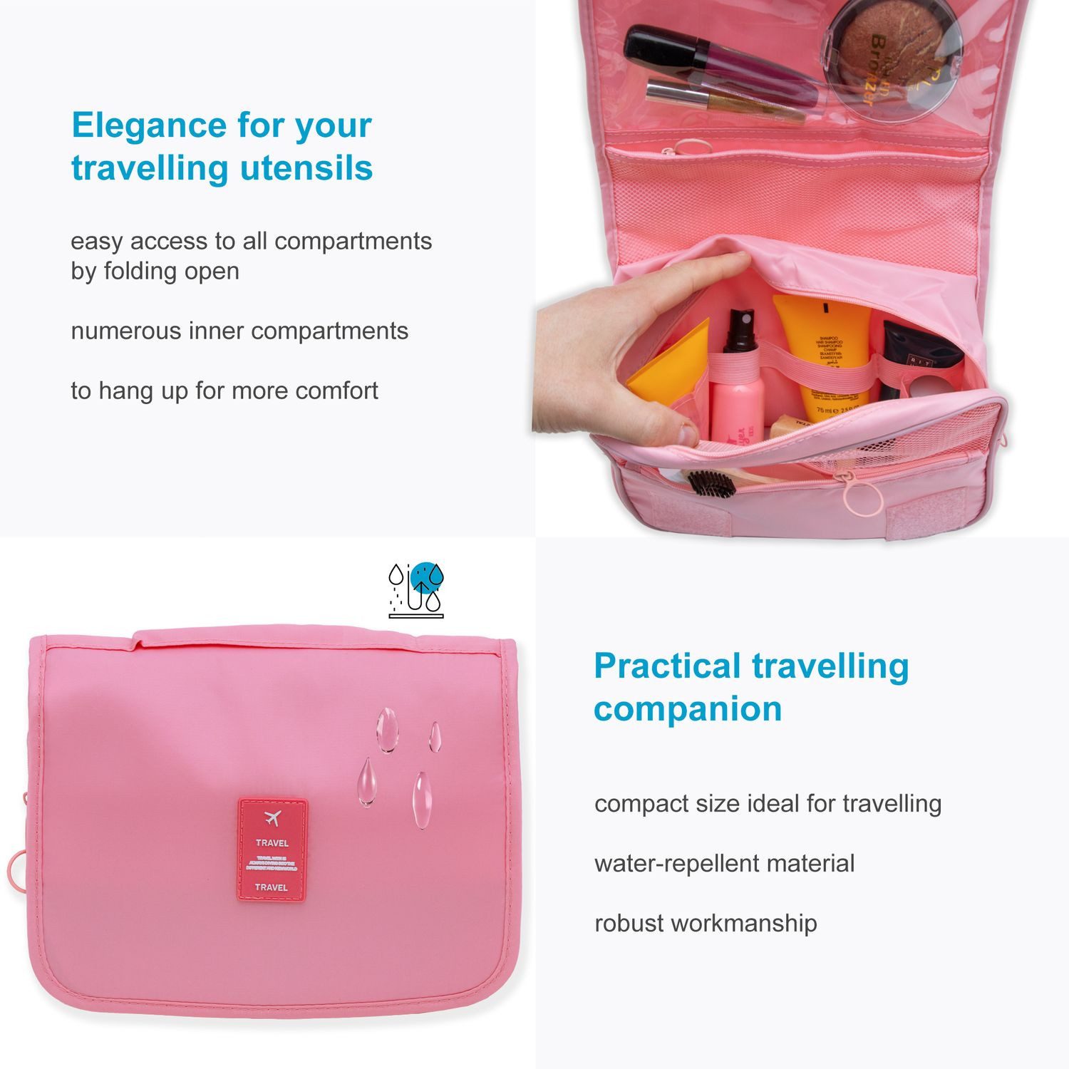 Intirilife Kosmetiktasche (1-tlg), Wasserfeste Kosmetiktasche Wasserabweisende Kultur Reisetasche