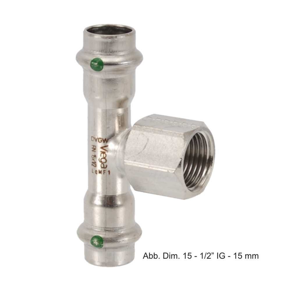Viega Wasserrohr Viega Sanpress Inox T-Stück mit IG, Modell 2317.2, 54 mm x 1/2"
