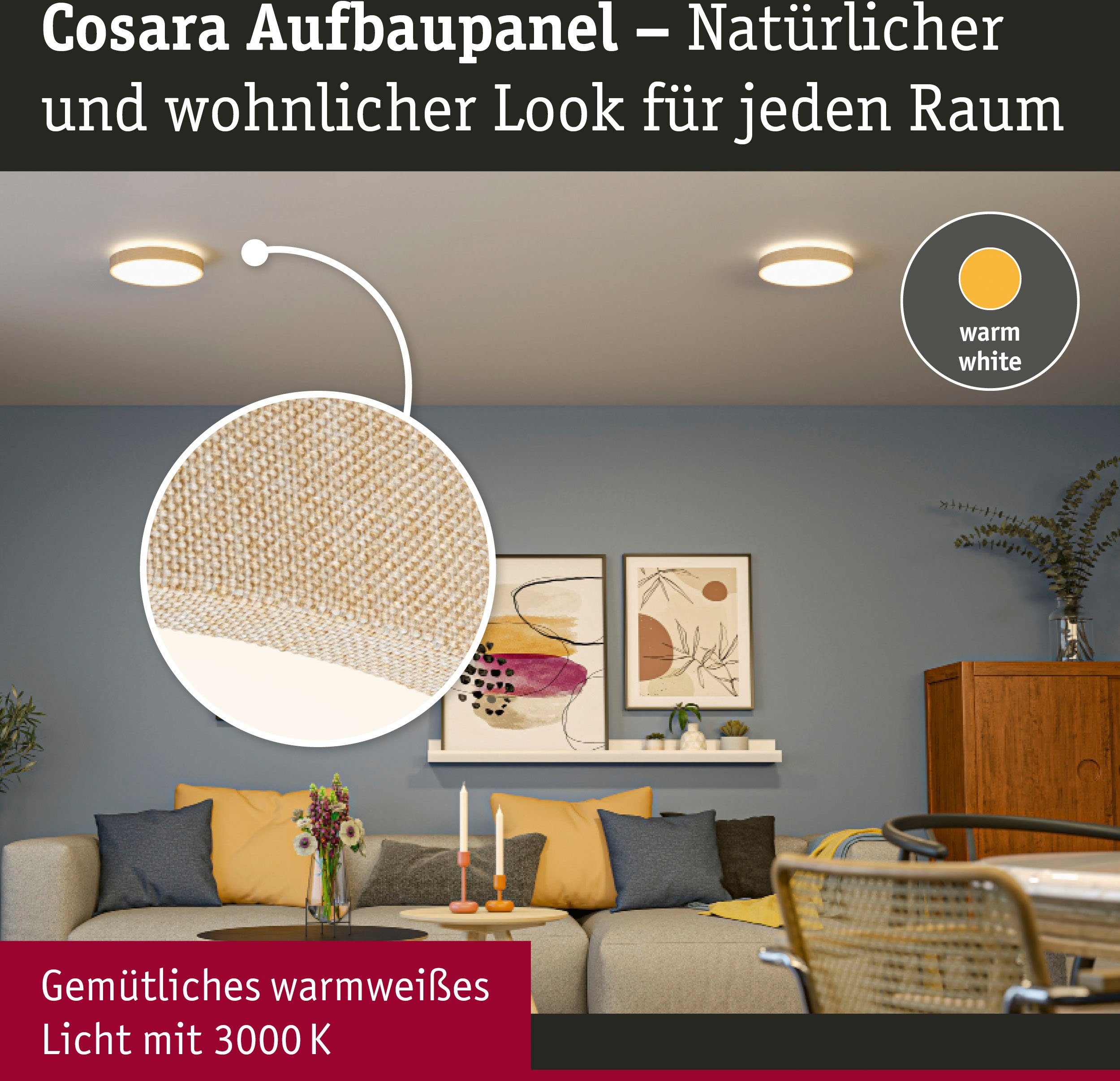 fest 3000K 300mm Paulmann beige 15W IP44, Panel integriert, Cosara LED Warmweiß LED