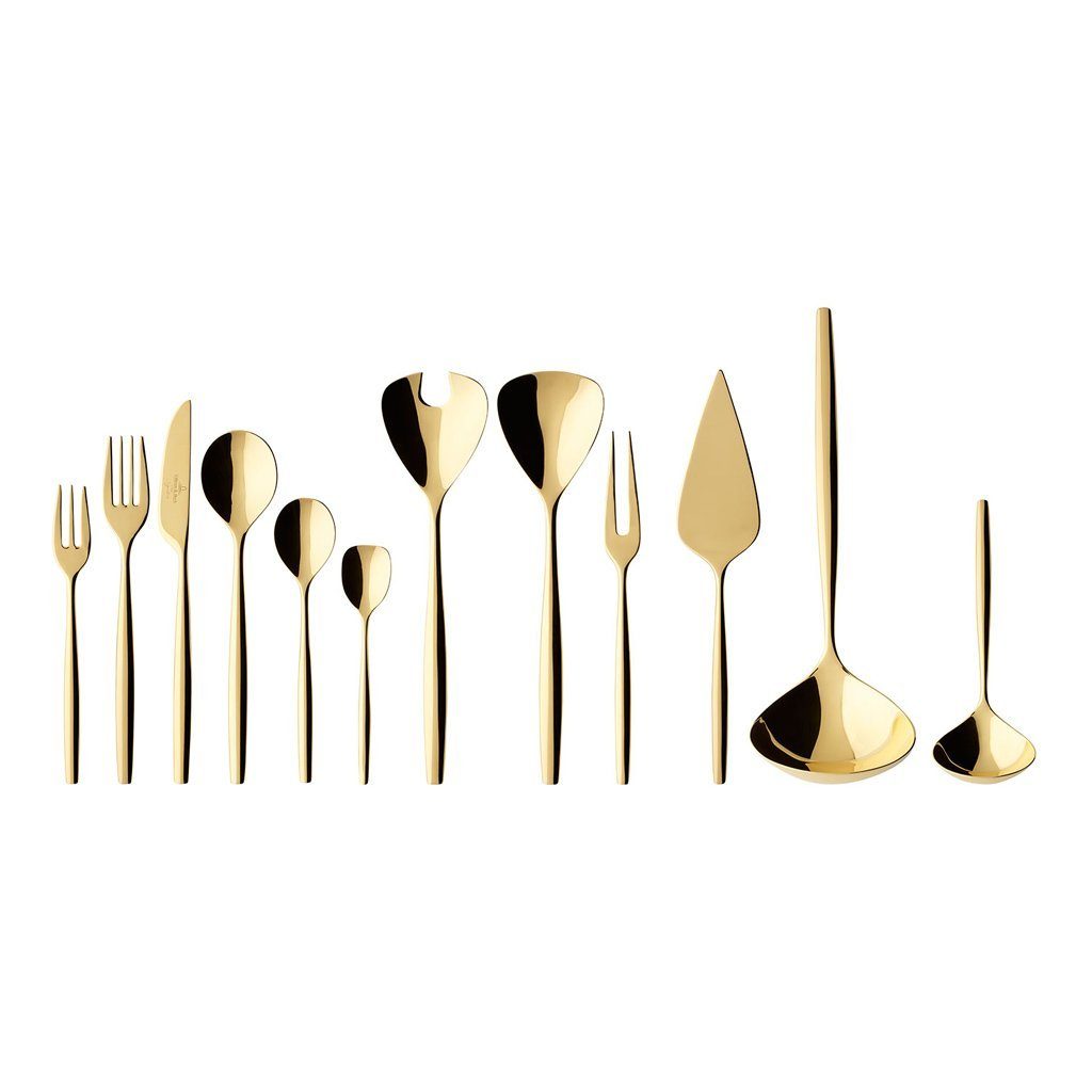 Villeroy & Boch Signature Besteck-Set MetroChic Tafelbesteck 70tlg. (70-tlg), 12 Personen, Edelstahl vergoldet, 70 Stck, Handwäsche empfohlen